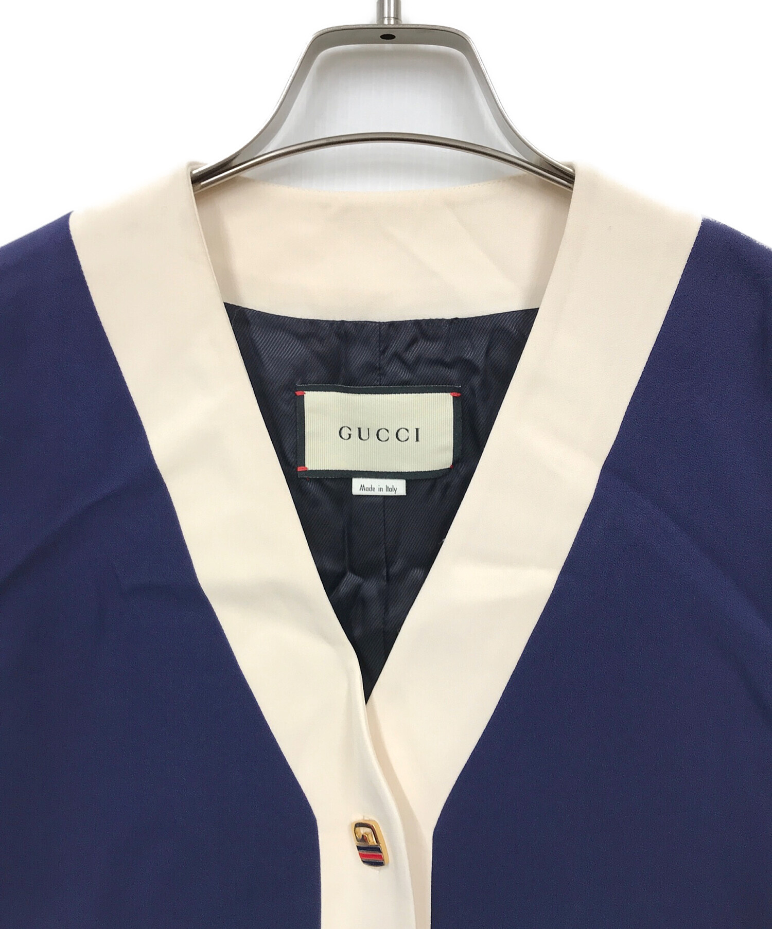 中古・古着通販】GUCCI (グッチ) シェリーライン金釦ベスト ネイビー 