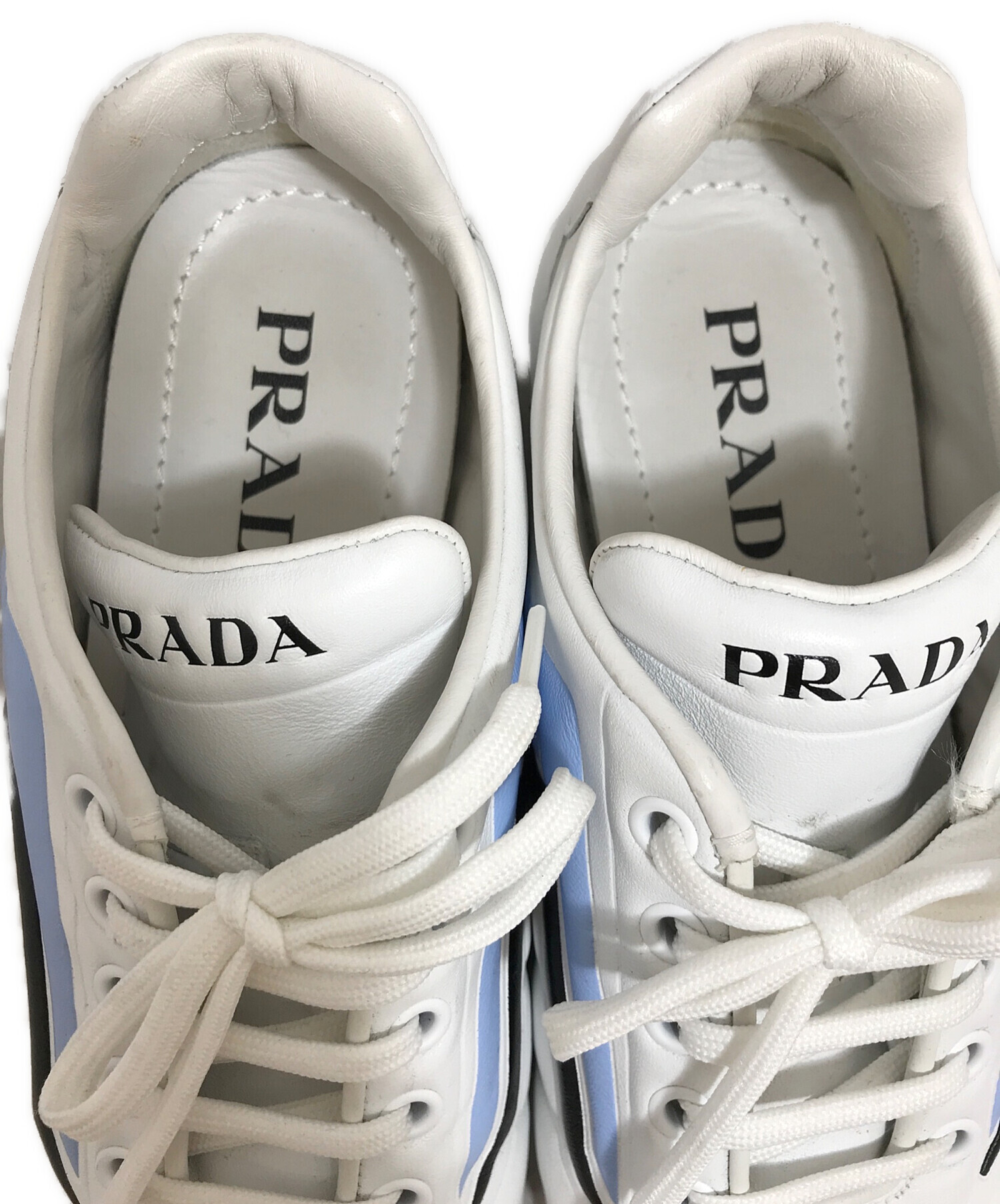 【クリーニング済】PRADA ドライビングシューズ (ロゴプレート) PRADA（プラダ） レザー トライアングルロゴ ドライビングシューズ