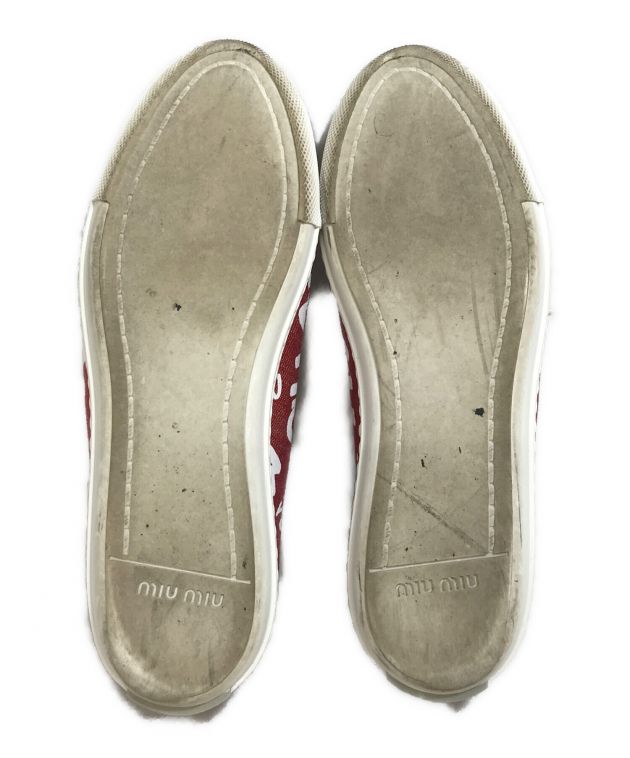 【人気☆miu miu】赤　ヴィンテージ加工　スニーカー　サイズ37 中古・古着通販】MIU MIU (ミュウミュウ) ローカットスニーカー レッド