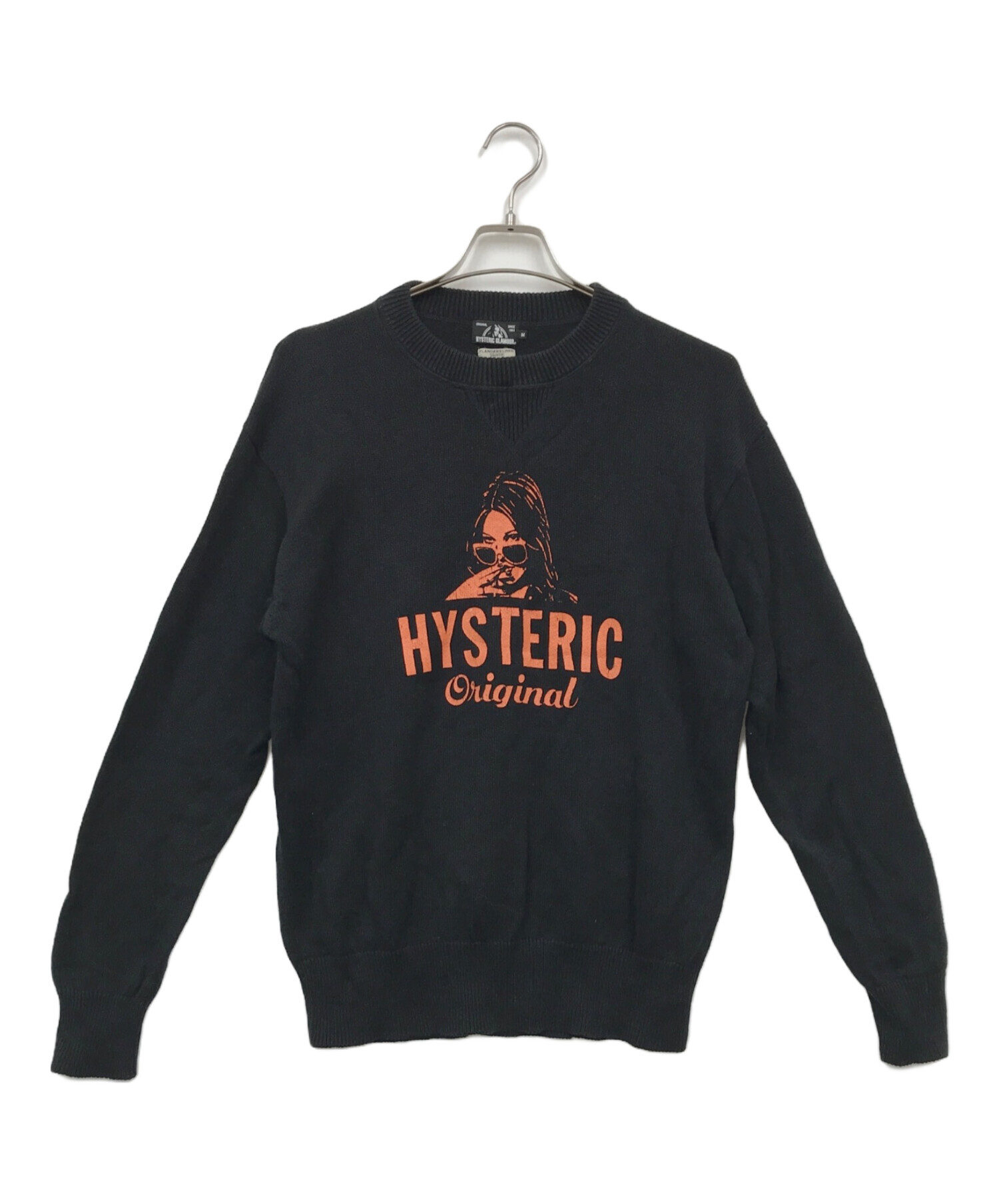 HYTERIC GLAMOUR ライン コットンニット ブラック L HYSTERIC GLAMOUR