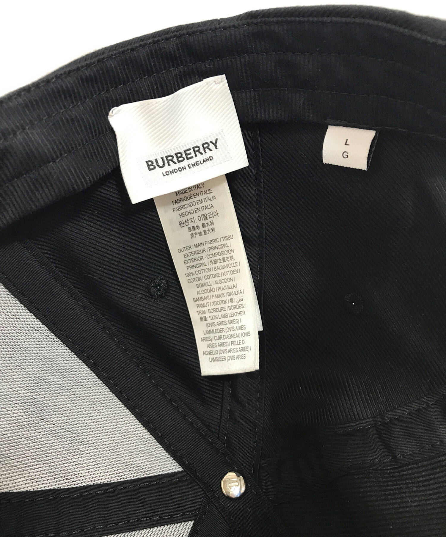 BURBERRY ロゴ刺繍 ブラックキャップ 中古・古着通販】BURBERRY (バーバリー) ロゴ刺繍キャップ ブラック