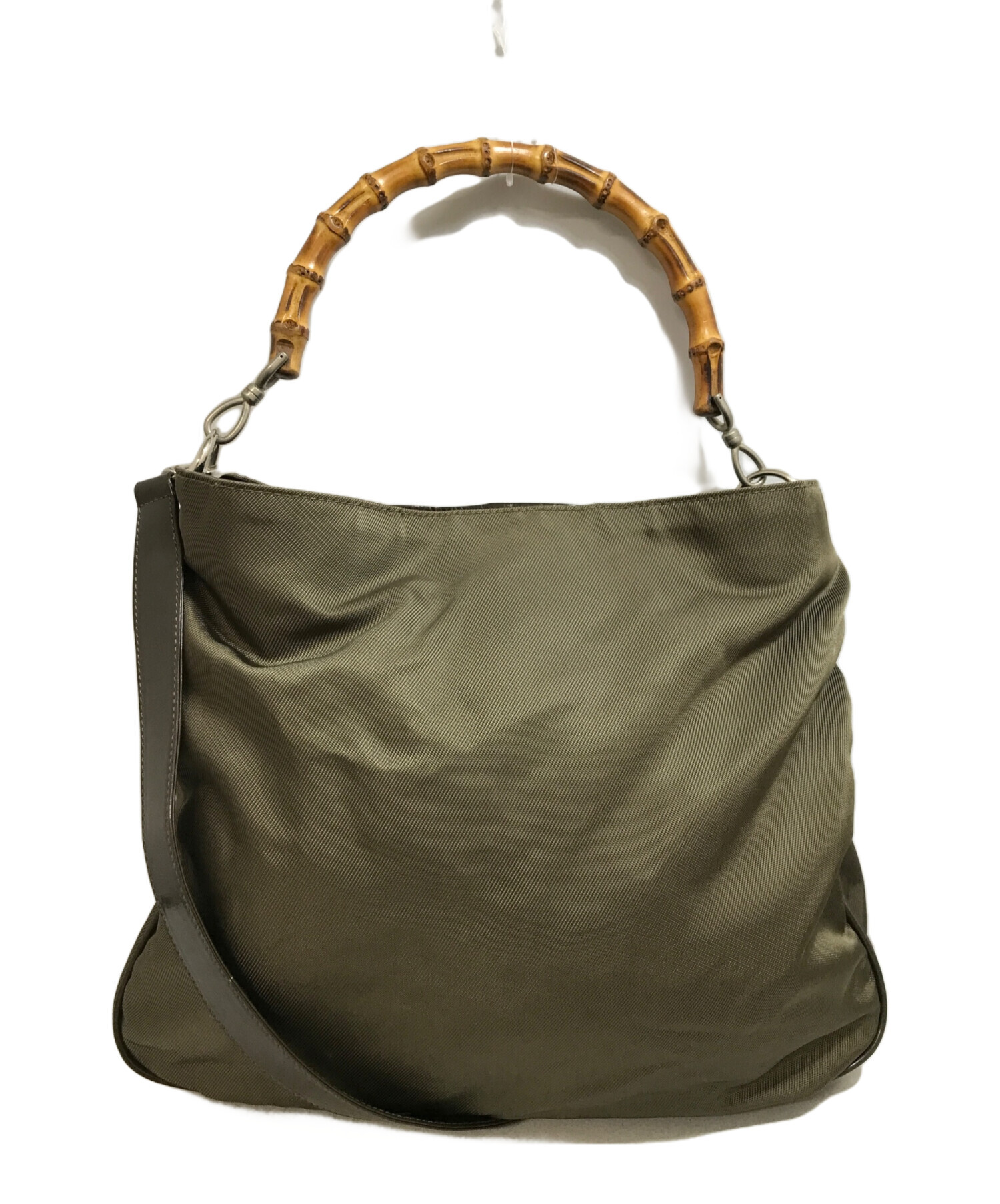 中古・古着通販】GUCCI (グッチ) バンブー2WAYバッグ グリーン 