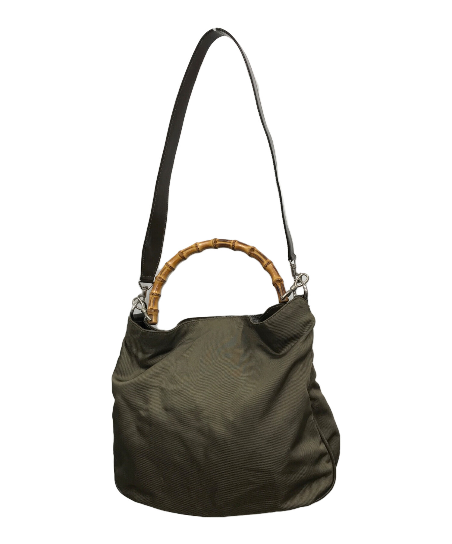 中古・古着通販】GUCCI (グッチ) バンブー2WAYバッグ グリーン 