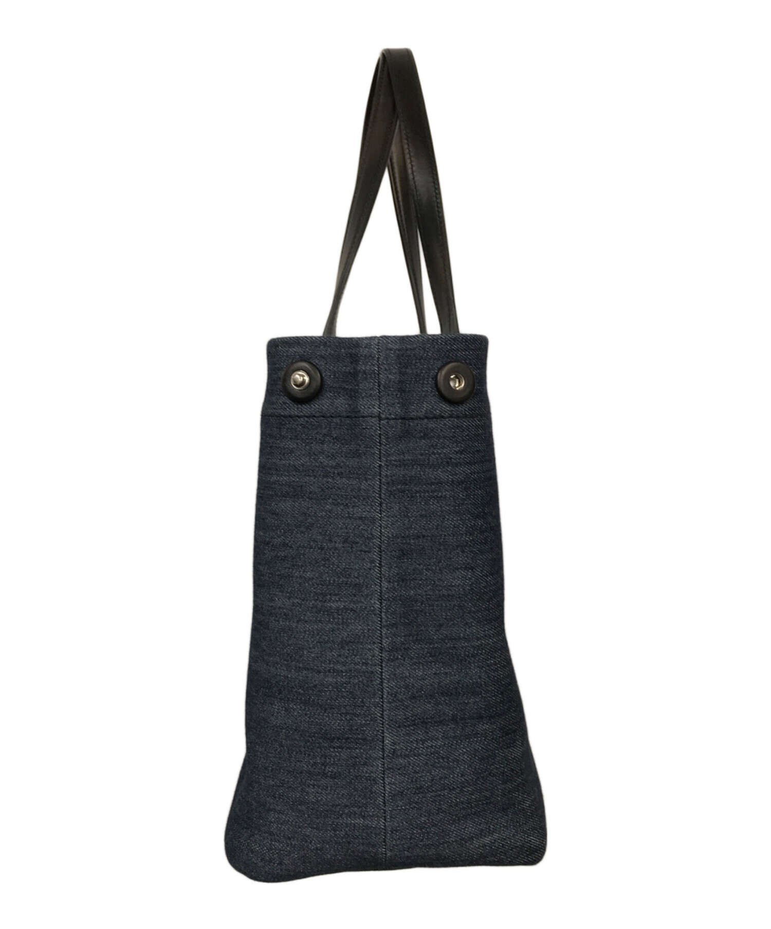 プラダカナパ　トートバッグ 中古・古着通販】PRADA (プラダ) カナパトートバッグ ネイビー