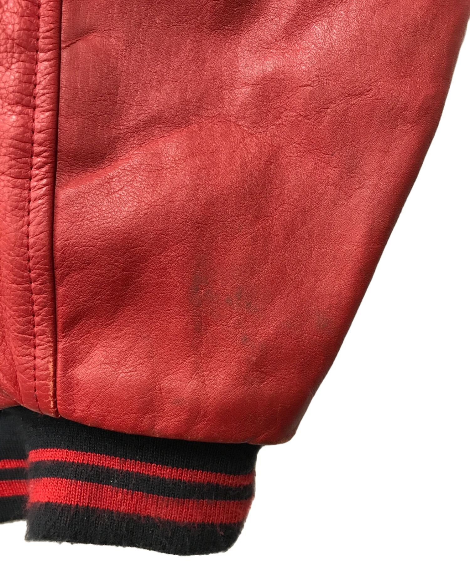 中古・古着通販】mirage (ミラージュ) レザー切替スタジャン レッド