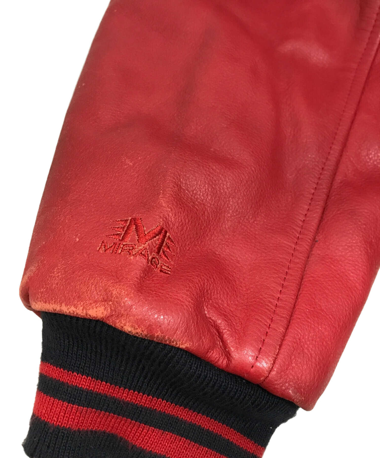 中古・古着通販】mirage (ミラージュ) レザー切替スタジャン レッド