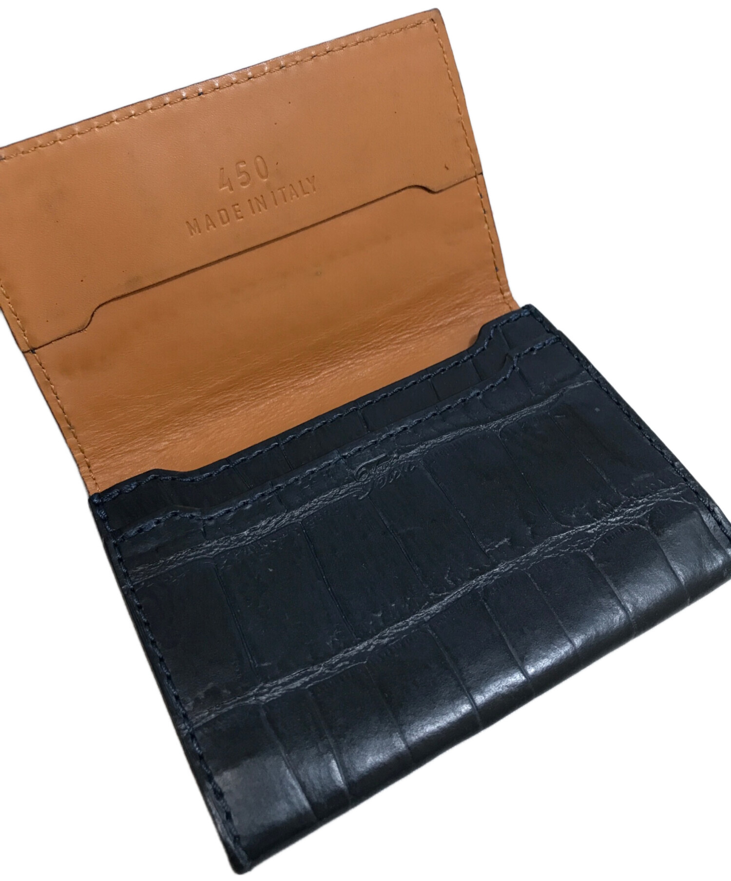 未使用保管品✨Felisi クロコ型押し ケース ネイビー 中古・古着通販】Felisi (フェリージ) クロコ型押しレザーカードケース