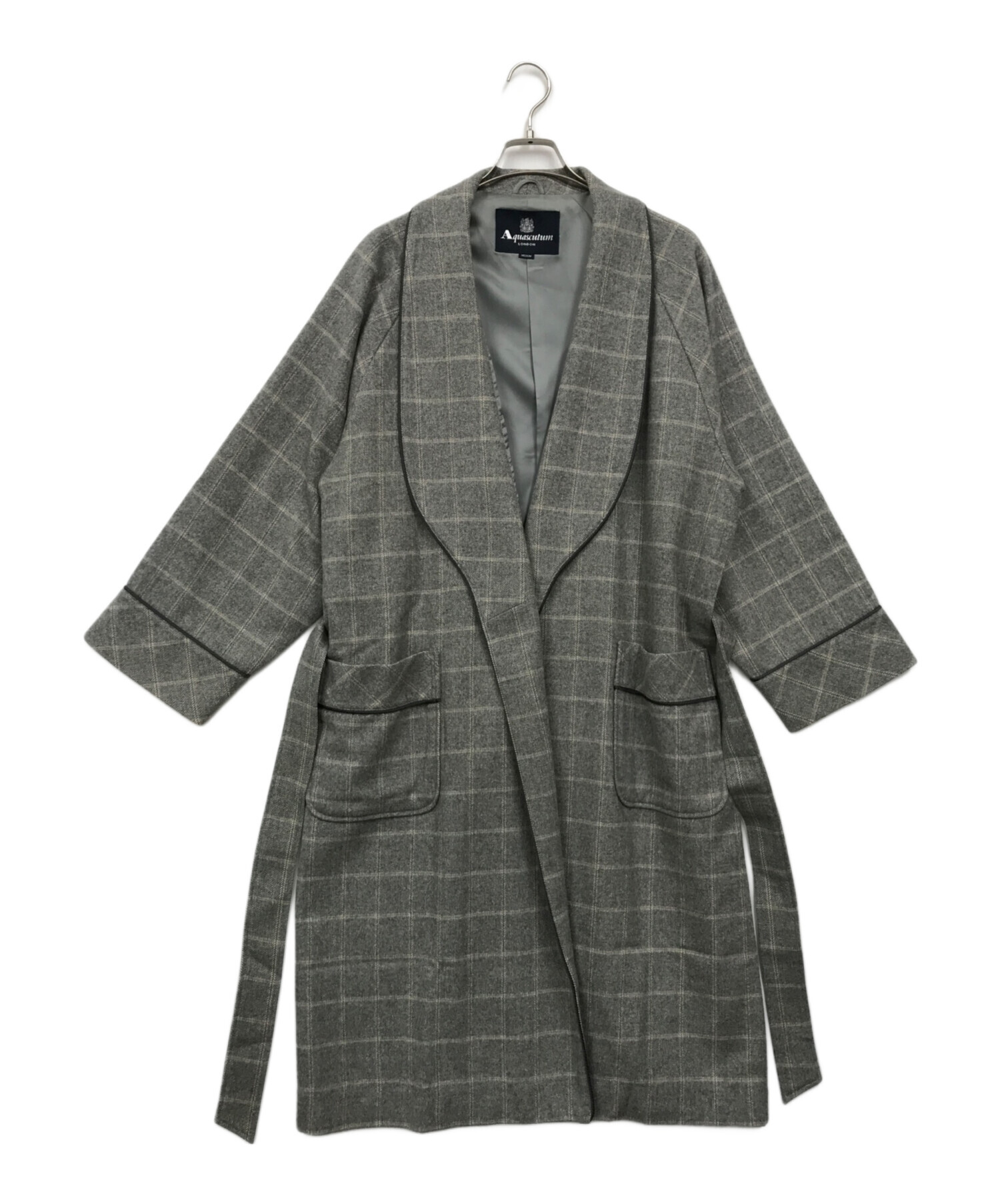 未使用級✨アクアスキュータム ガウンコート カシミヤ ヘリンボーン ブラウン M 中古・古着通販】Aquascutum (アクアスキュータム) カシミヤ混ガウン