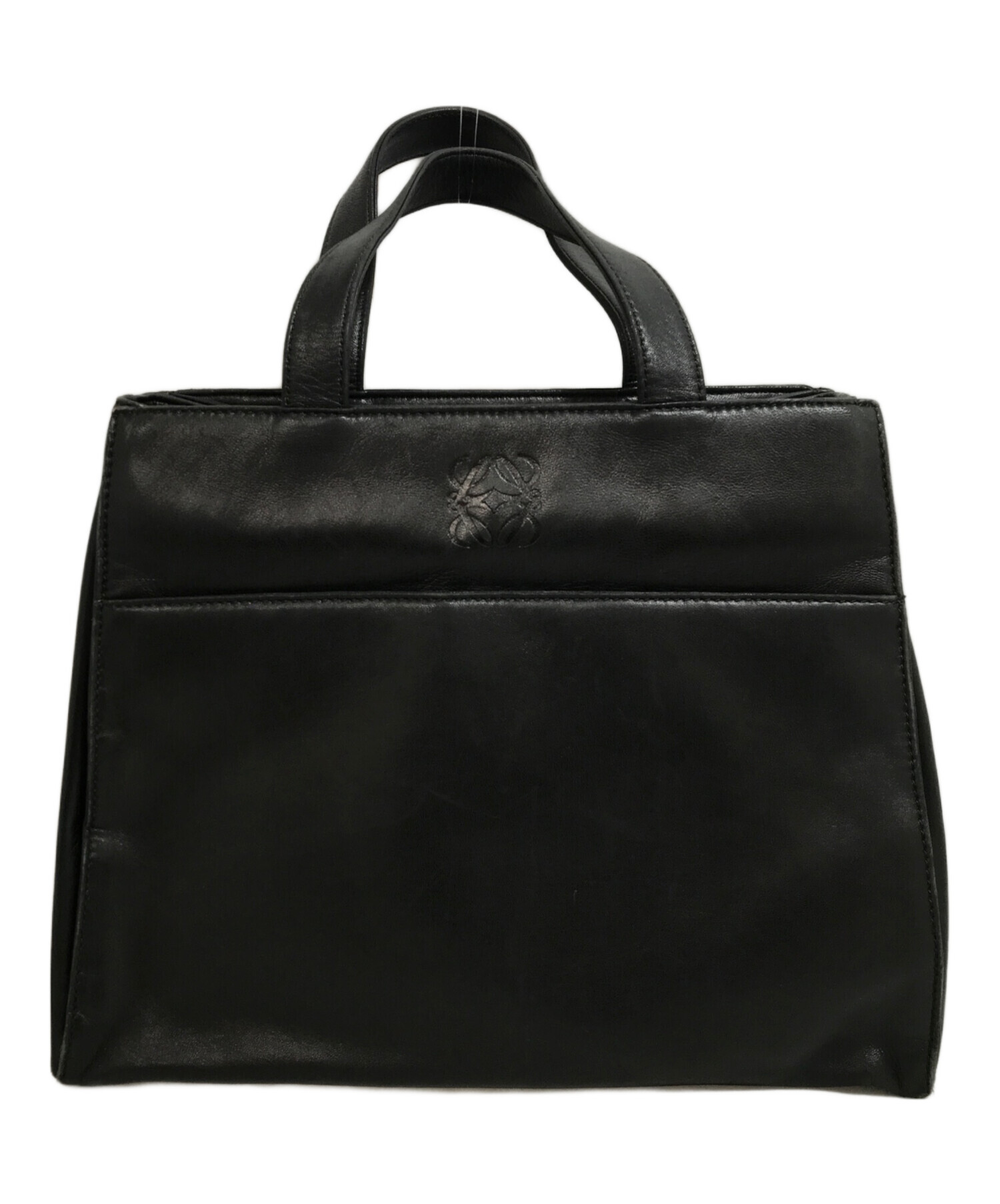 中古・古着通販】LOEWE (ロエベ) レザーハンドバッグ ブラック 中古・古着通販】LOEWE (ロエベ) レザーハンドバッグ ブラック
