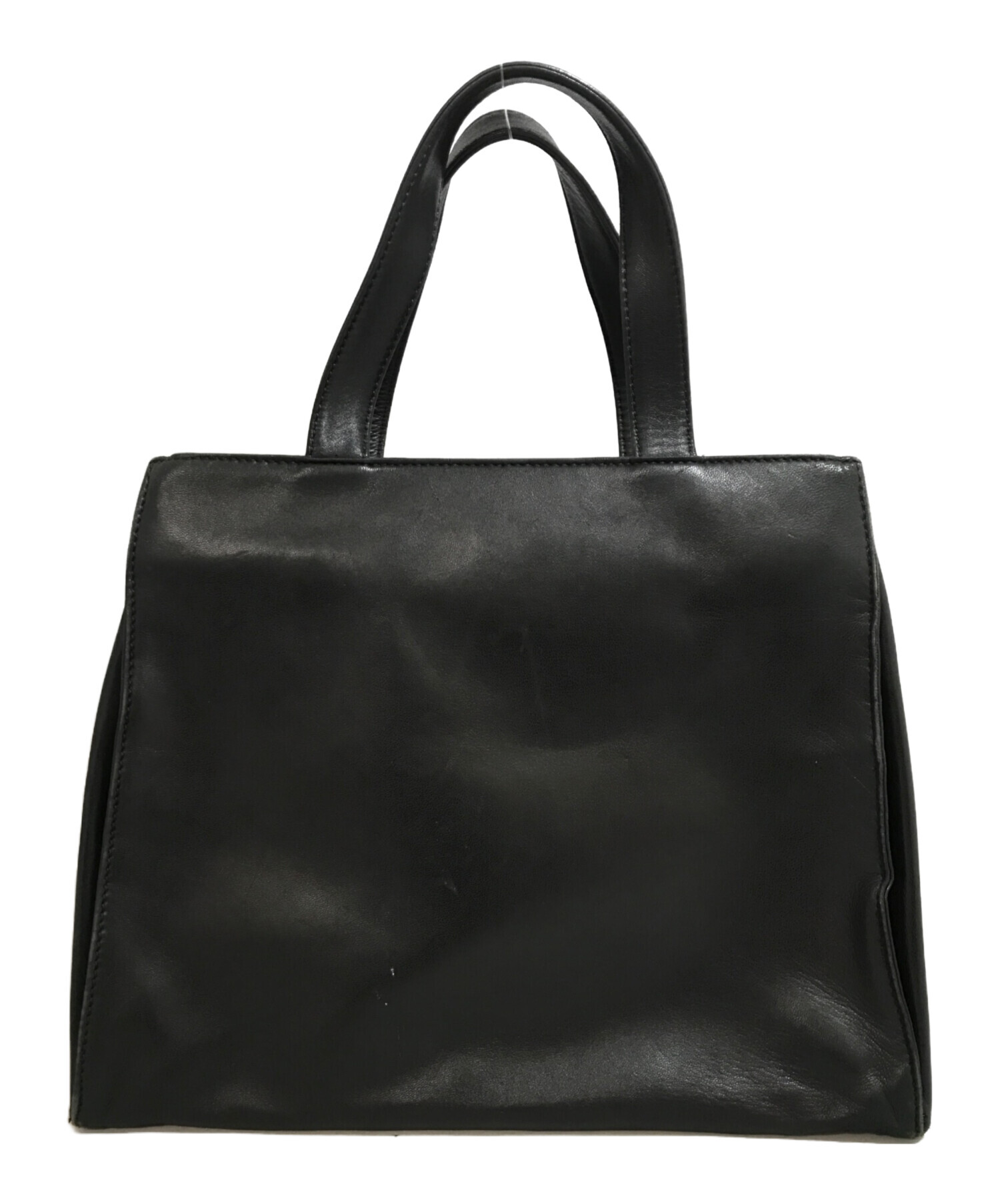 中古・古着通販】LOEWE (ロエベ) レザーハンドバッグ ブラック 中古・古着通販】LOEWE (ロエベ) レザーハンドバッグ ブラック