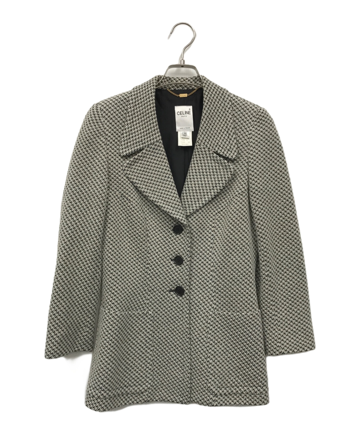 CELINE 千鳥格子柄 テーラードジャケット 中古・古着通販】CELINE (セリーヌ) 千鳥格子柄テーラードジャケット