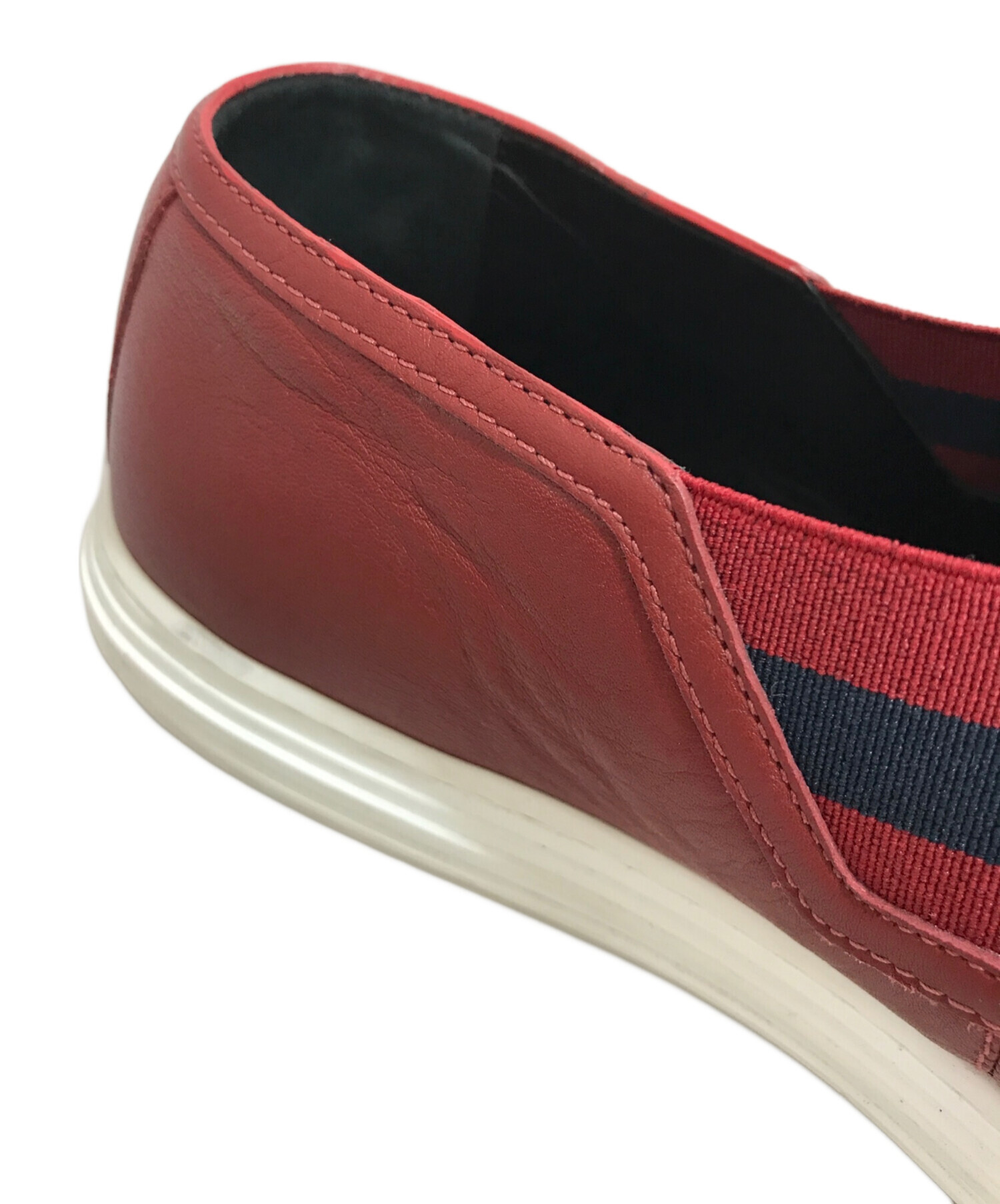 中古・古着通販】GUCCI (グッチ) レザースリッポン レッド サイズ:71/2 