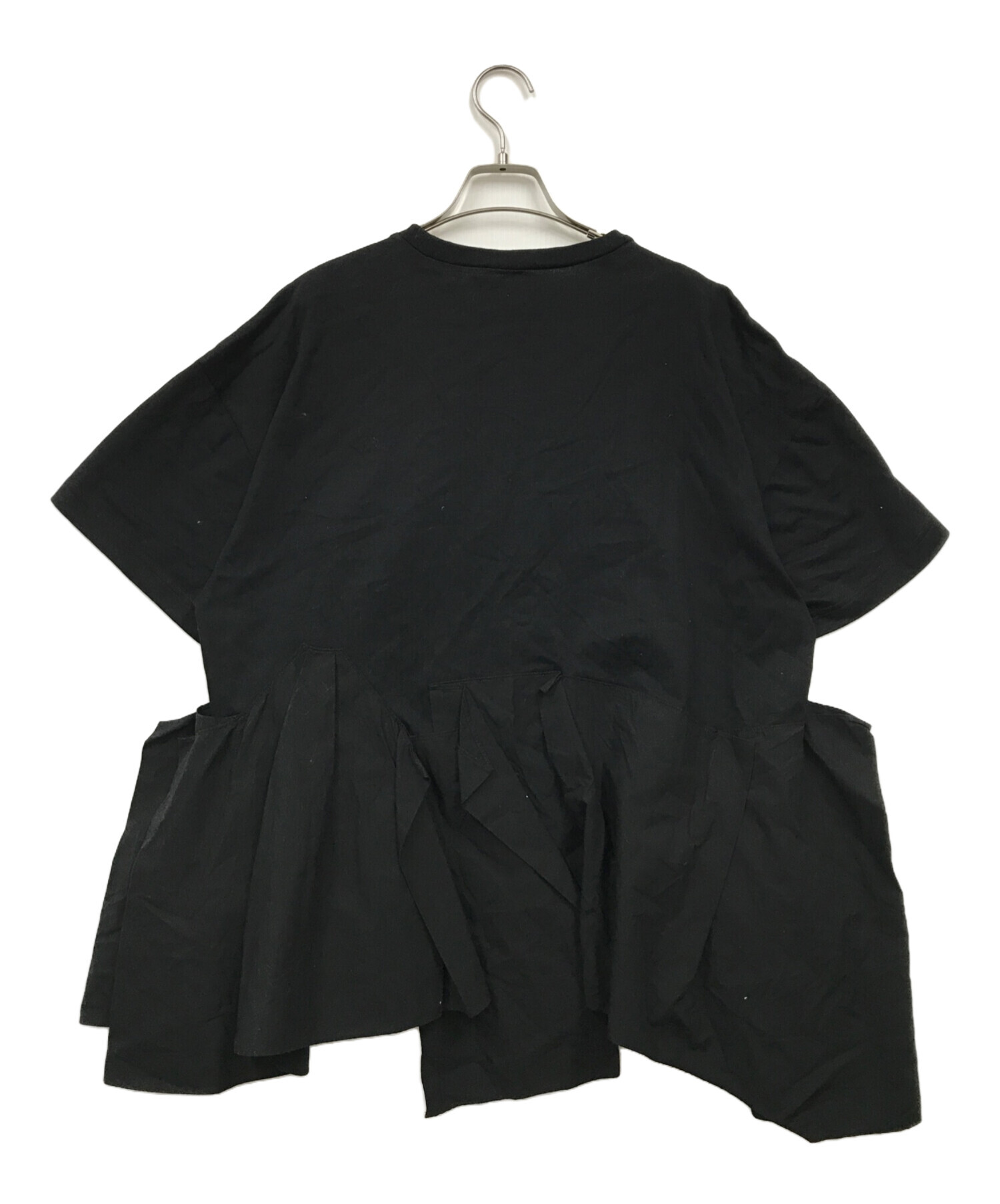 再値下げENFOLD シルケット天竺コンビフレアTシャツ エンフォルド⭐︎シルケット天竺コンビフレアT SHIRT⭐︎ブラック