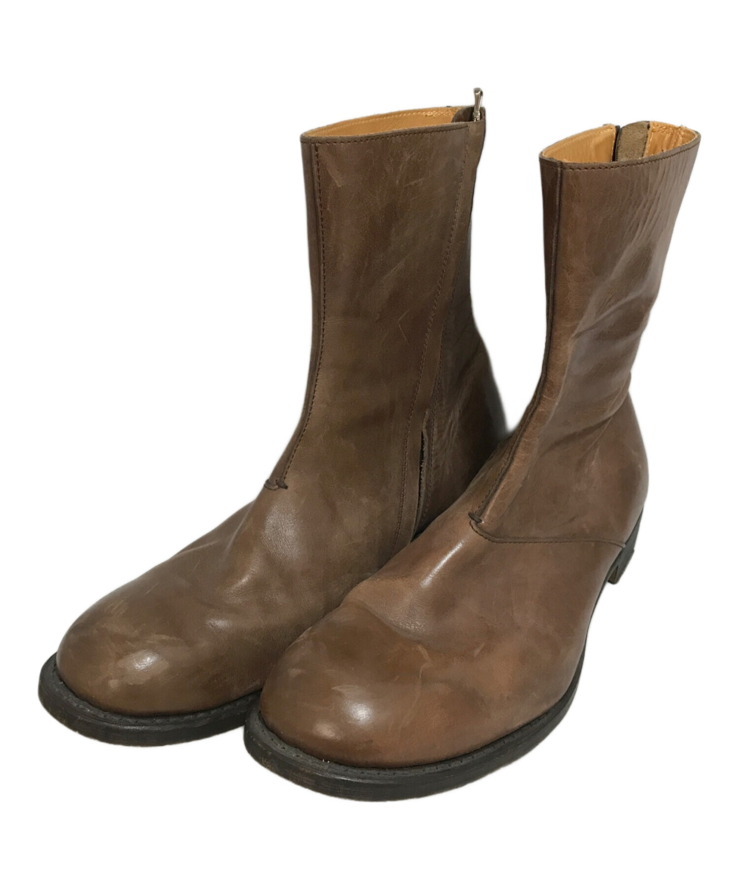 【42】ヴァデルVADEL サイドジップ 切替ブーツ 中古・古着通販】VADEL (バデル) サイドジップブーツ ブラウン サイズ