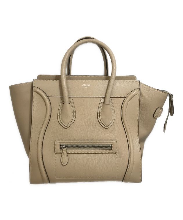 美品 セリーヌ CELINE ラゲージ ミニショッパー トートバッグ 焦茶×緑