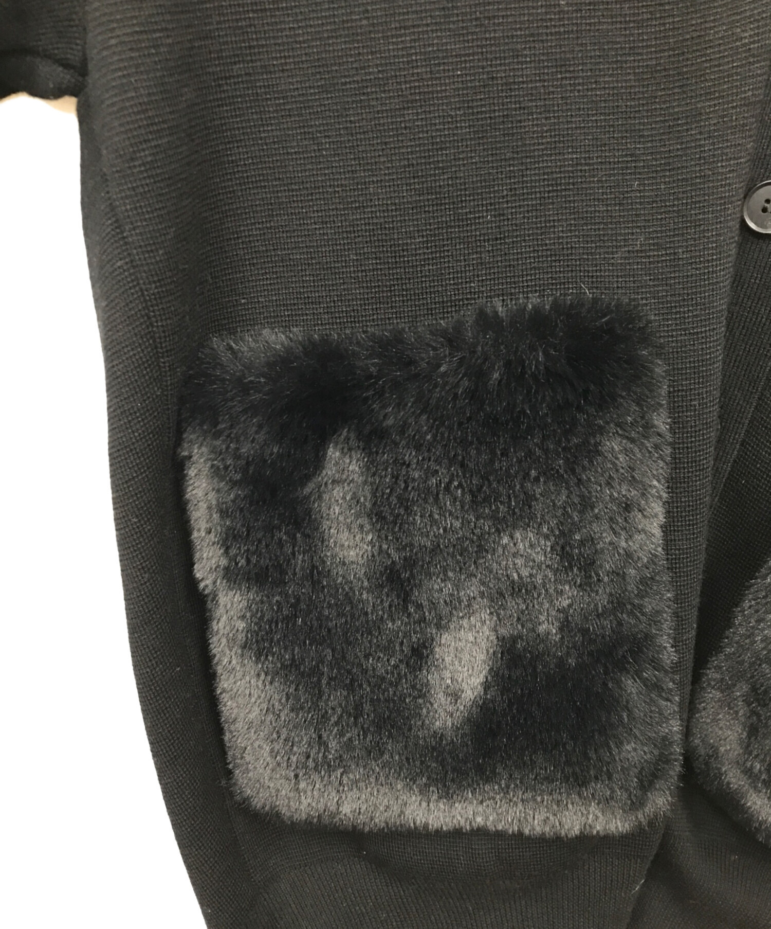 ボルジー　ファーポケットカーディガン　ブラック 中古・古着通販】BALLSEY (ボールジィ) ファーポケットカーディガン