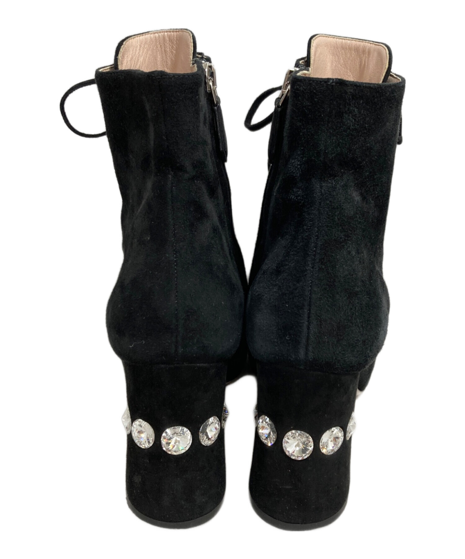 中古・古着通販】MIU MIU (ミュウミュウ) レースアップブーツ ブラック