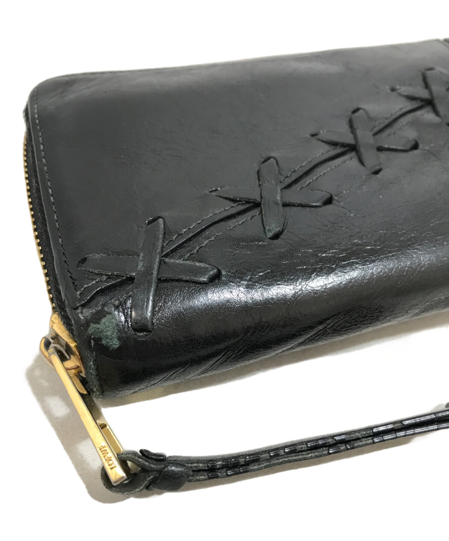 中古・古着通販】LOEWE (ロエベ) ラウンドファスナー財布 ブラック