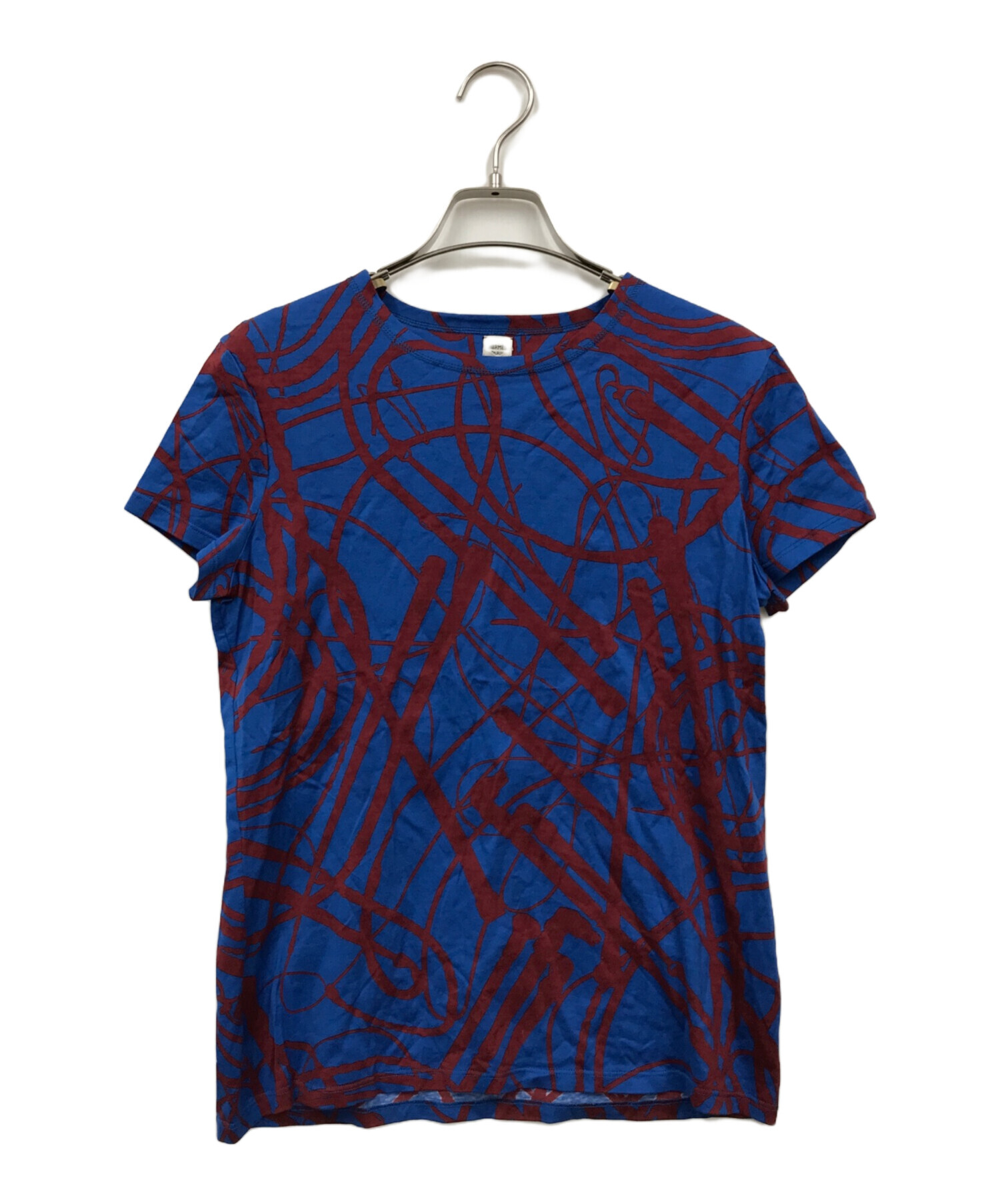 中古・古着通販】HERMES (エルメス) 総柄プリントTシャツ ブルー 