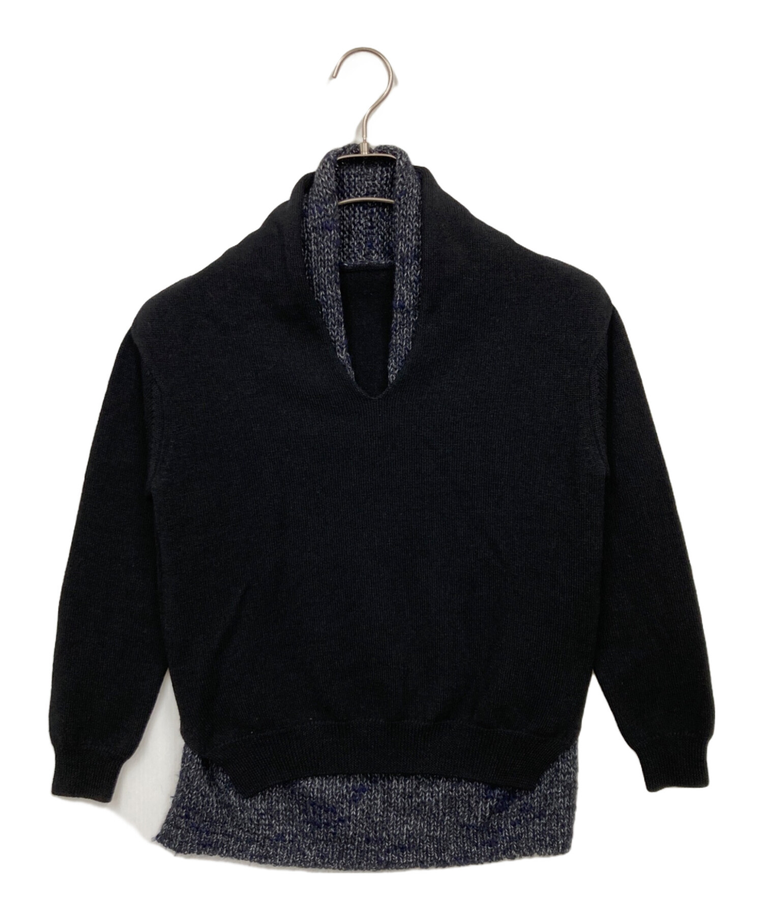 中古・古着通販】Y's (ワイズ) フェイクレイヤードニット ネイビー