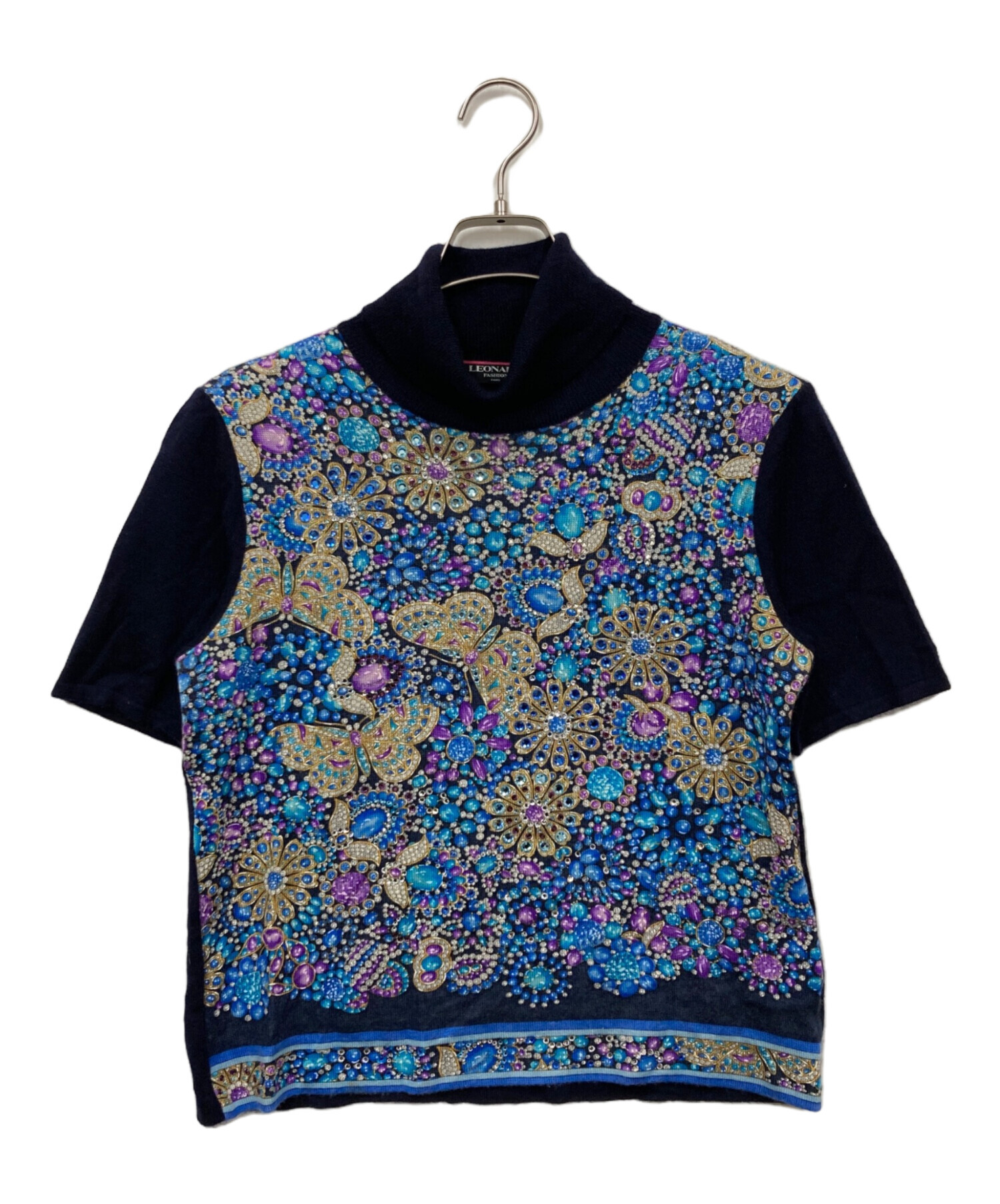 ky119 レオナールファッション カシミヤ混 長袖ニット 黒 LL ky119 レオナールファッション カシミヤ混 長袖ニット 黒 LL 【未使用