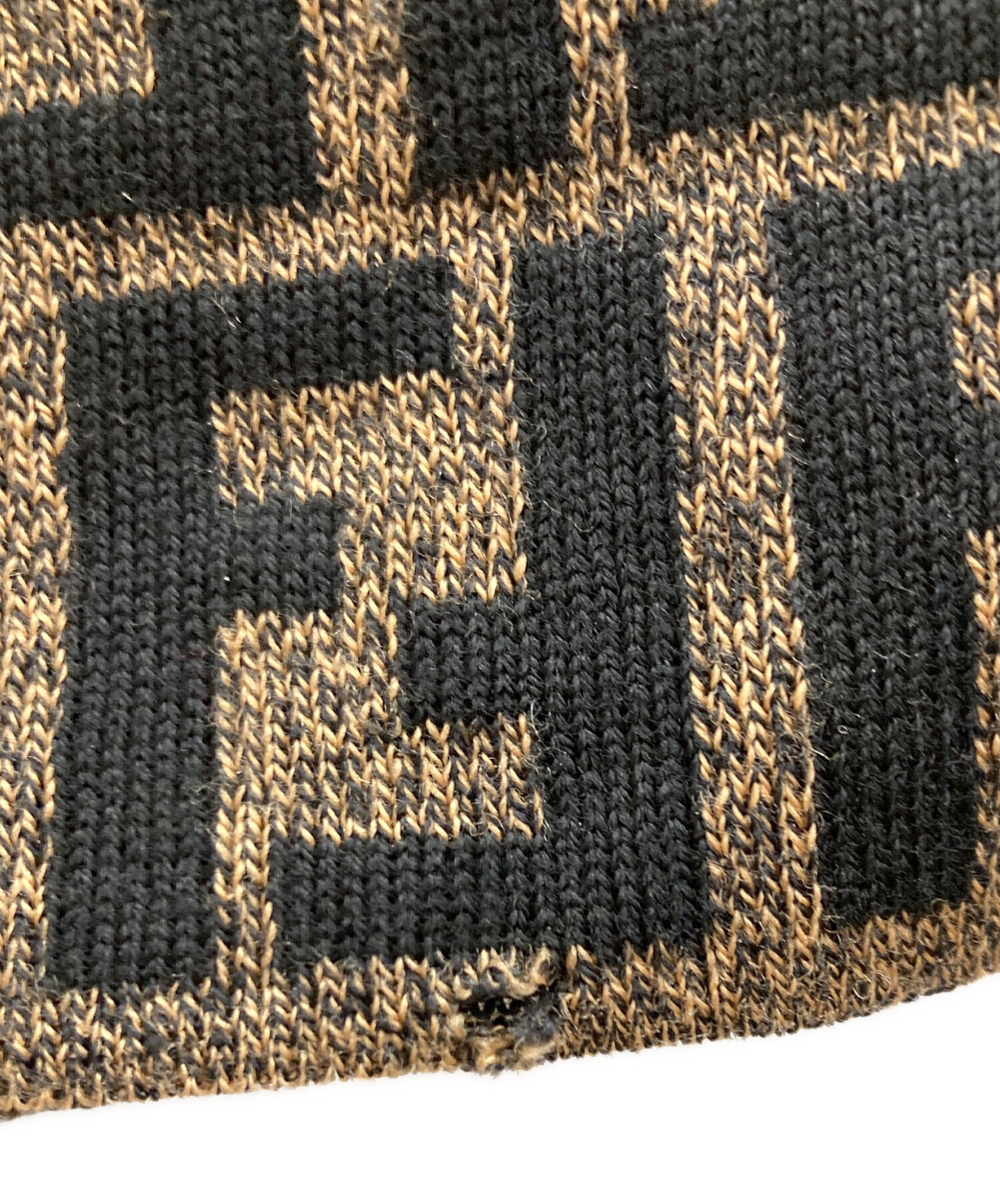 フェンディ チェック柄 ニット カーディガン ズッカ柄コルク半カスタム