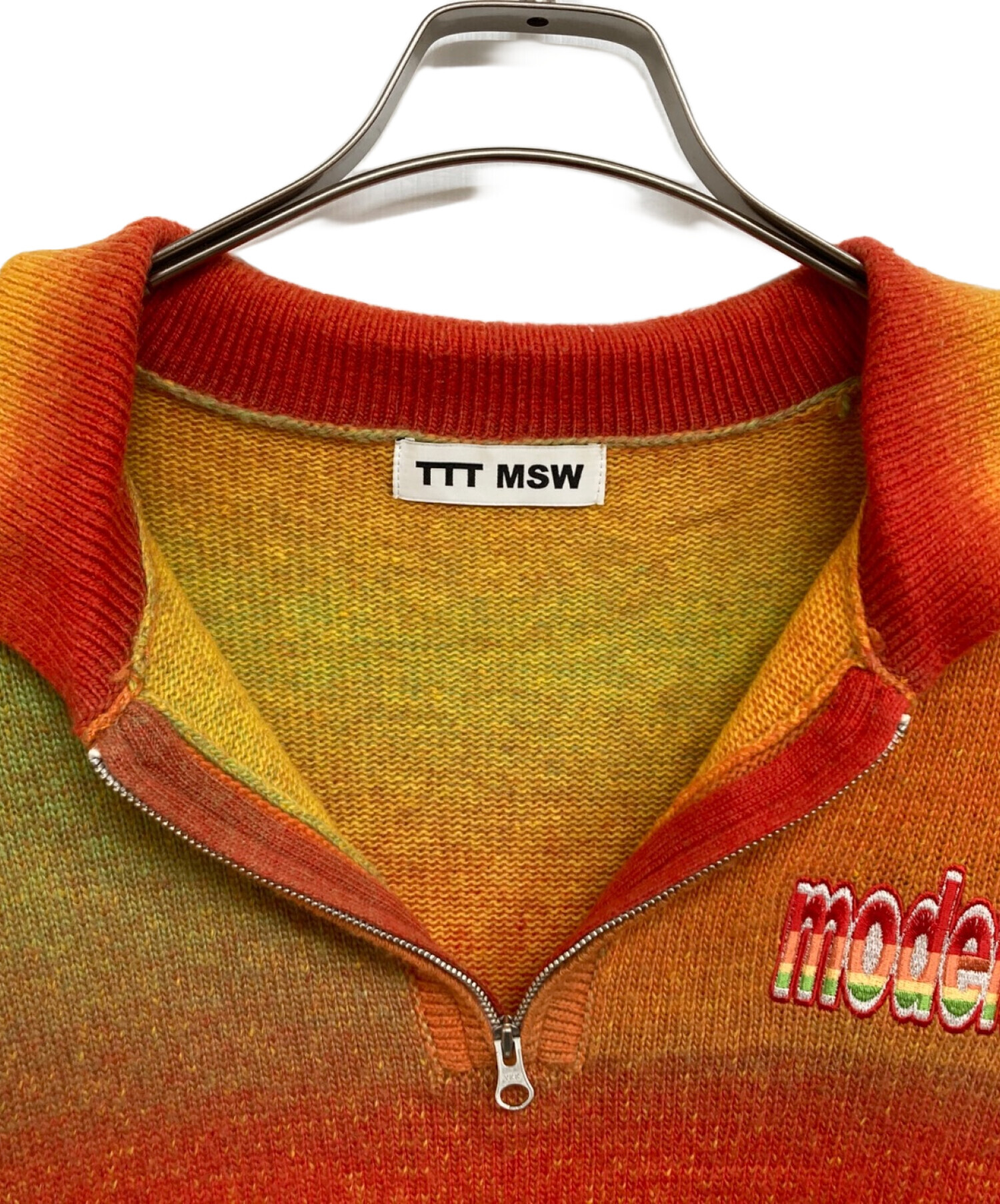 中古・古着通販】TTT MSW (ティー) Kasuri Knit polo レッド サイズ:L