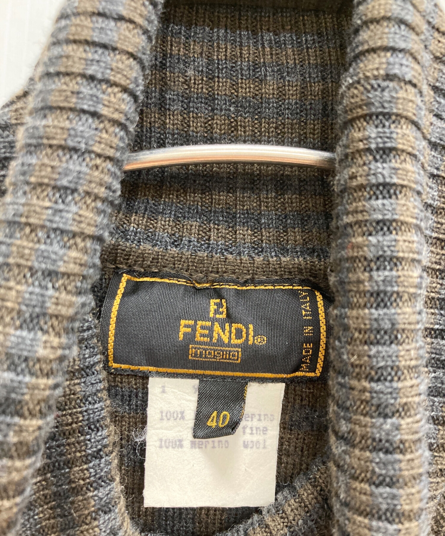 フェンディ ニット カットソー 長袖 40 ブラウン ブラック /DO FENDI - フェンディ FENDI ズッカ クルーネック 長袖 ニット 衣料品