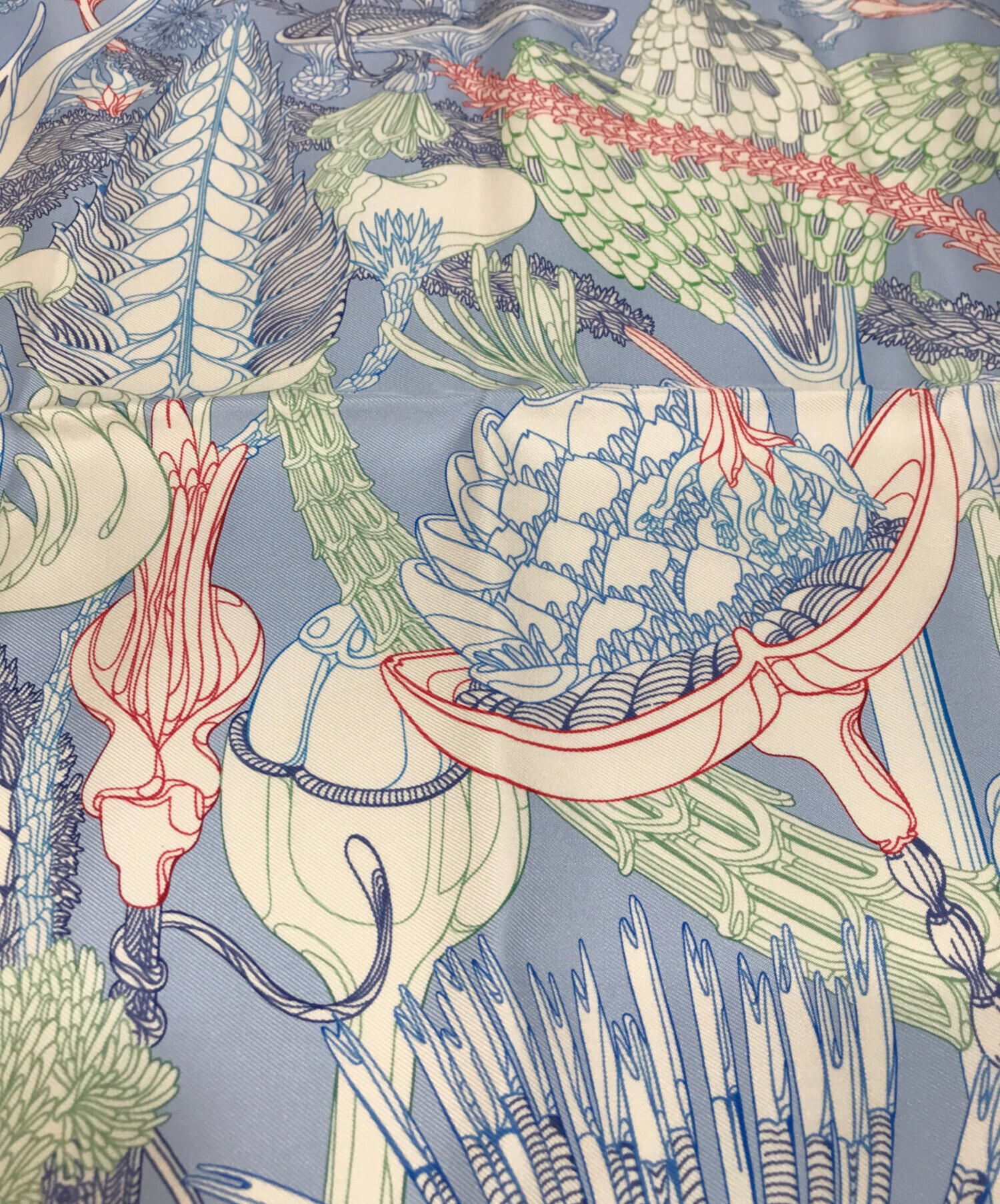 中古・古着通販】HERMES (エルメス) カレ45 空想の植物誌 スカイブルー