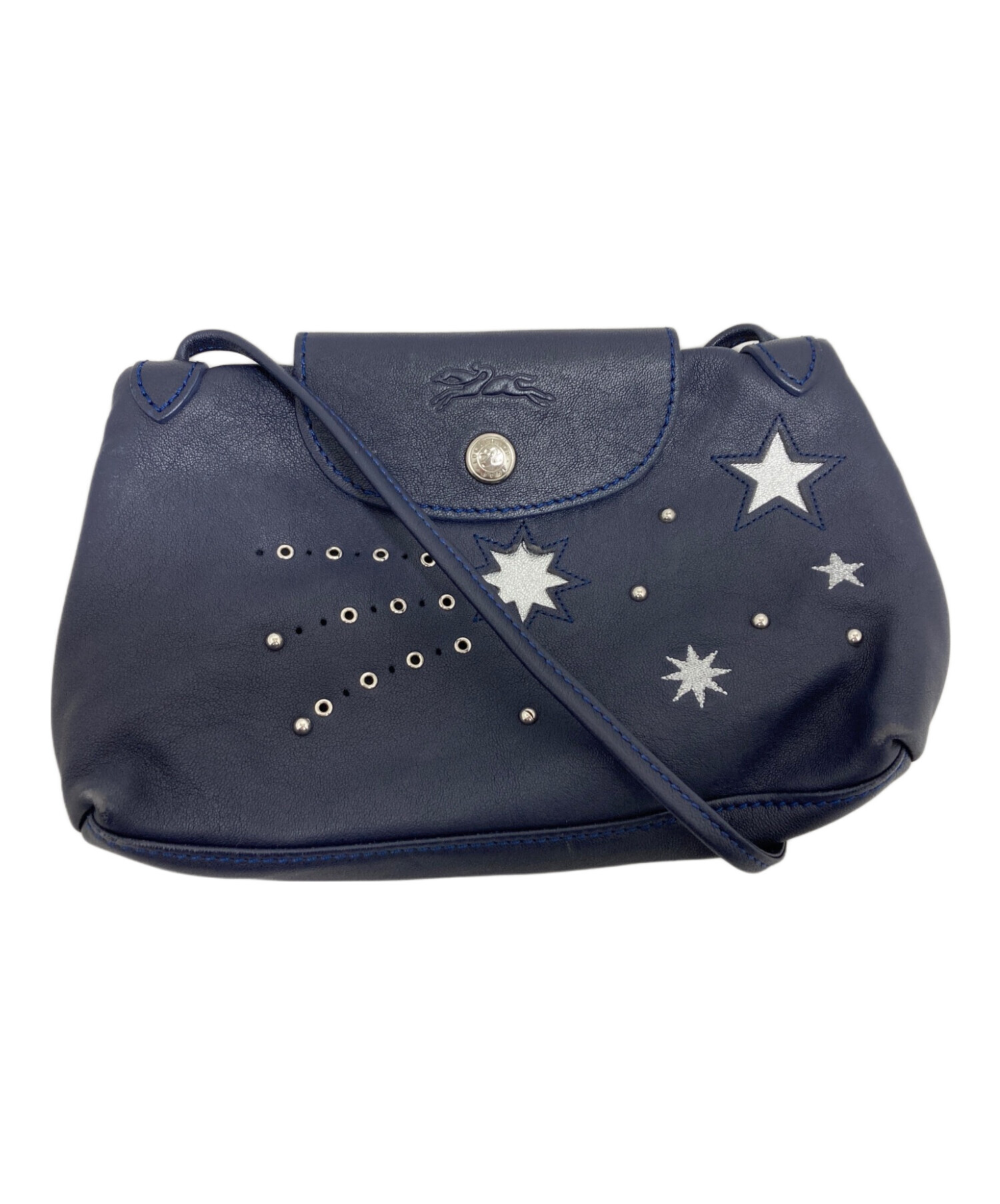 ロンシャン LONGCHAMP ショルダーバッグ レザー ネイビー ミニ