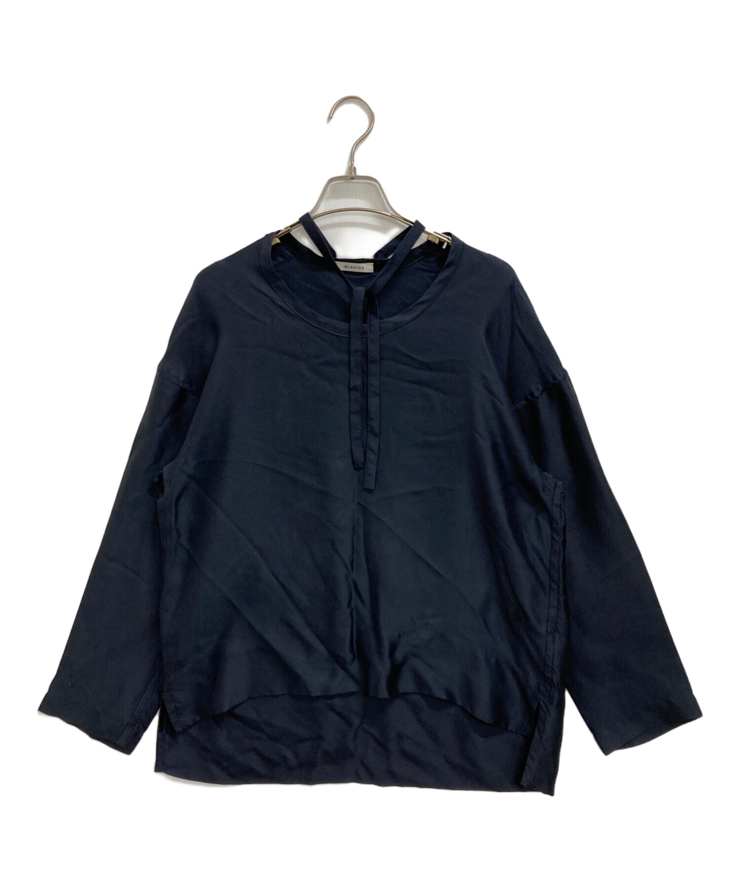 中古・古着通販】BLAMINK (ブラミンク) シルクブラウス ネイビー 