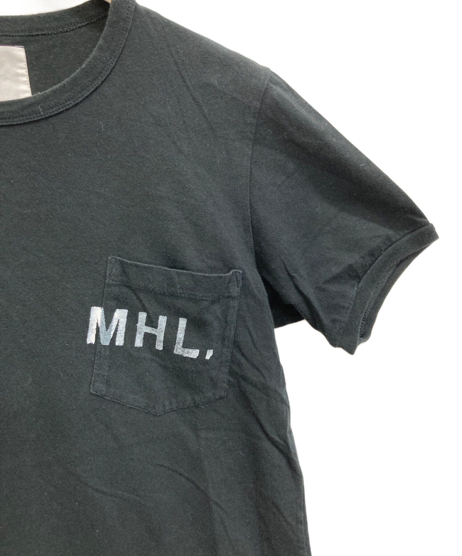 MHL 半袖シャツ 黒色 Mサイズ MHL. 開襟シャツ 半袖 コットン 綿 ブラック 黒 古着 レディース