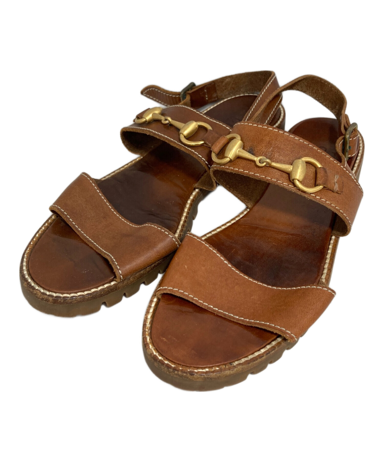 中古・古着通販】GUCCI (グッチ) ホースビットサンダル ブラウン