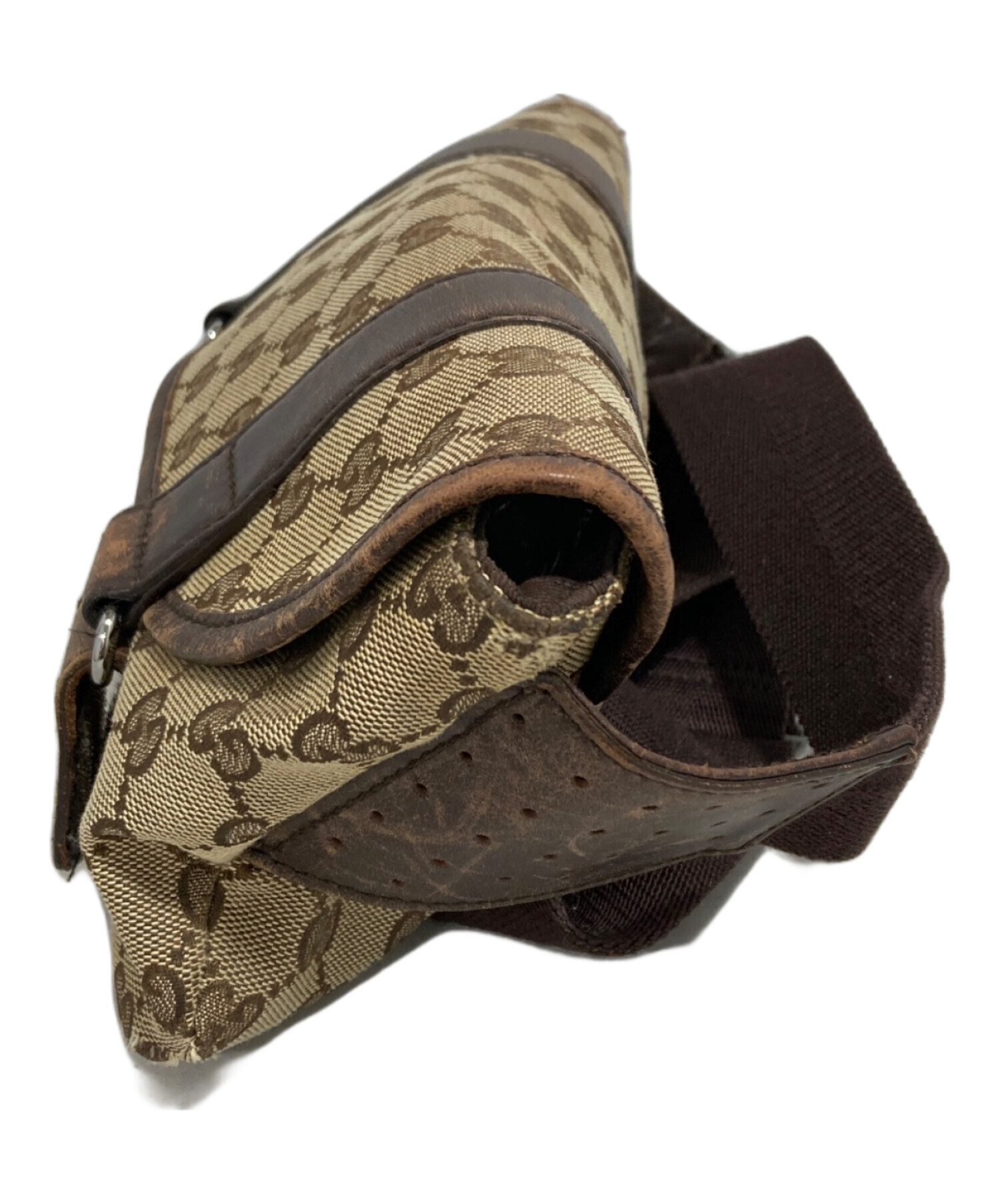 中古・古着通販】GUCCI (グッチ) GGキャンバスウエストバッグ ブラウン