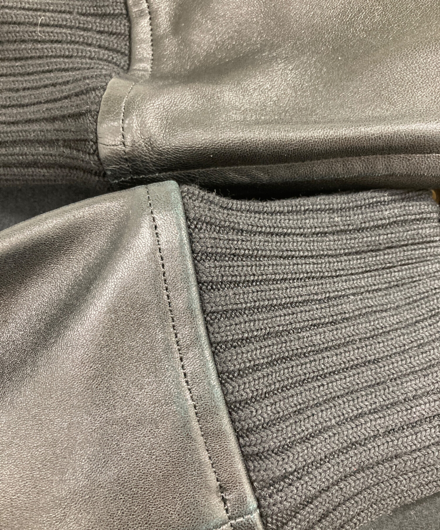 drawerドロワースタジャンレザージャケット 中古・古着通販】Drawer (ドゥロワー) 袖革スタジャン ブラック サイズ