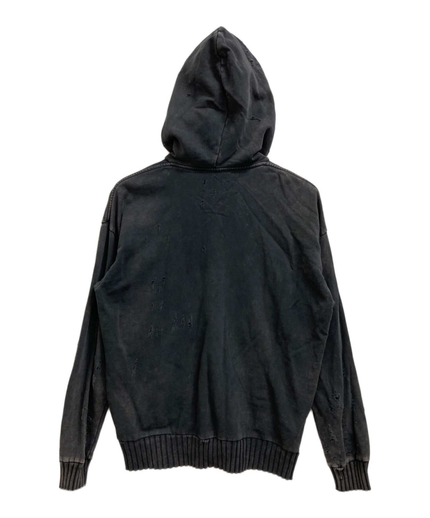 中古・古着通販】DIESEL (ディーゼル) ダメージ加工パーカー ブラック 