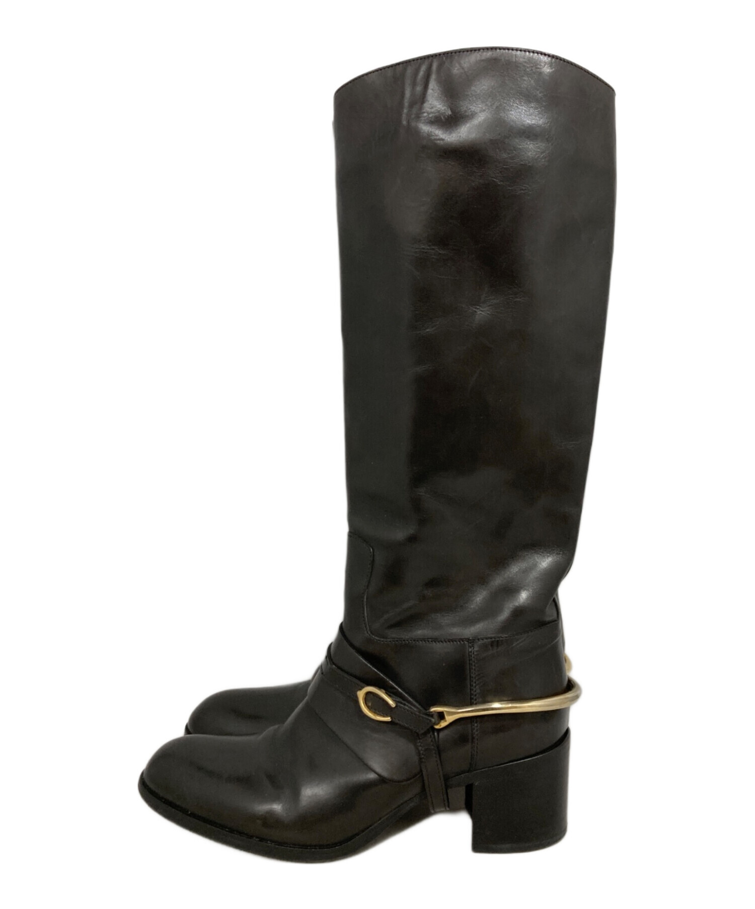 SARTORE ブラックレザーブーティ 36 中古・古着通販】SARTORE (サルトル) ビット付ジョッキーブーツ