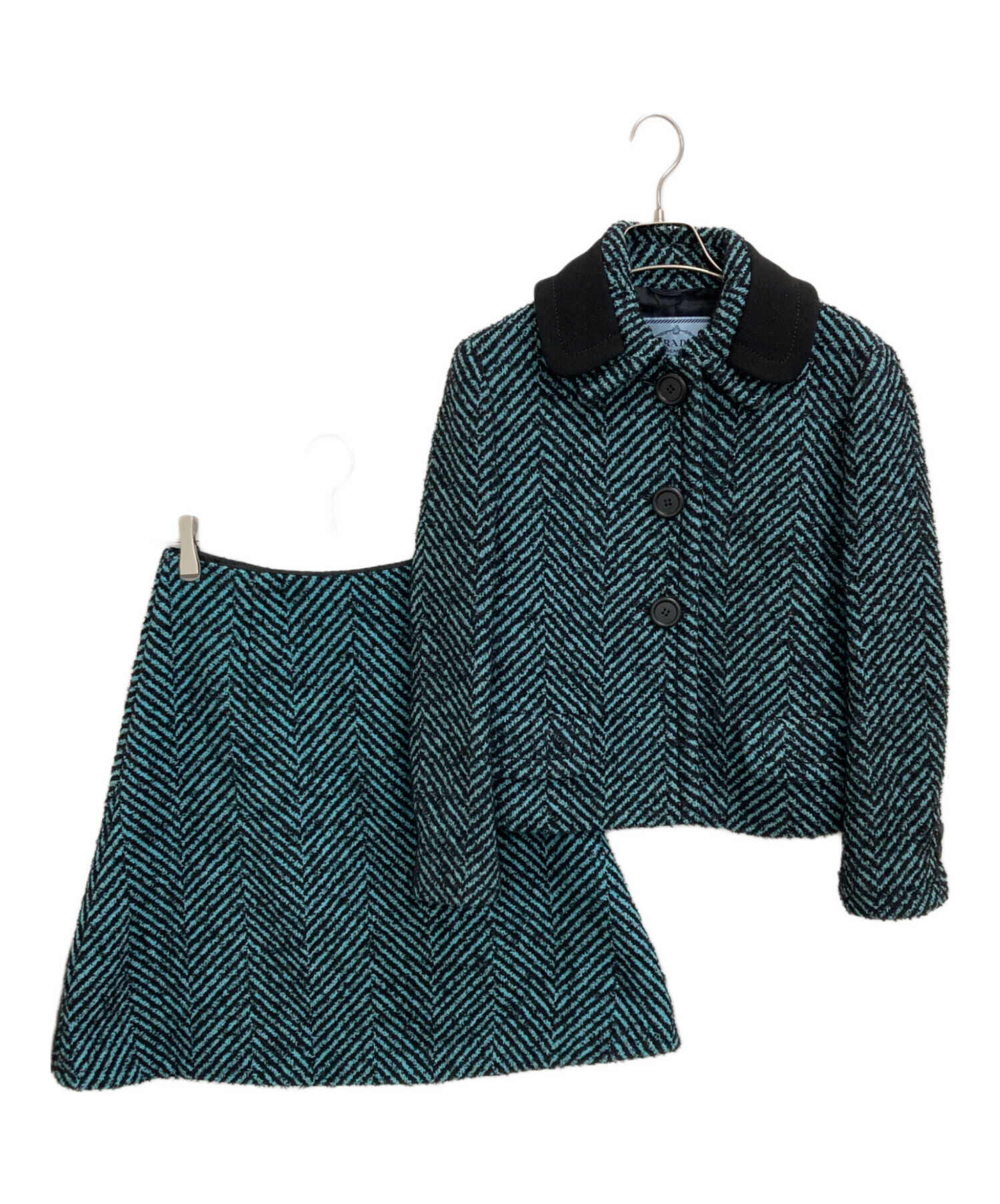 中古・古着通販】PRADA (プラダ) ツイードセットアップ グリーン