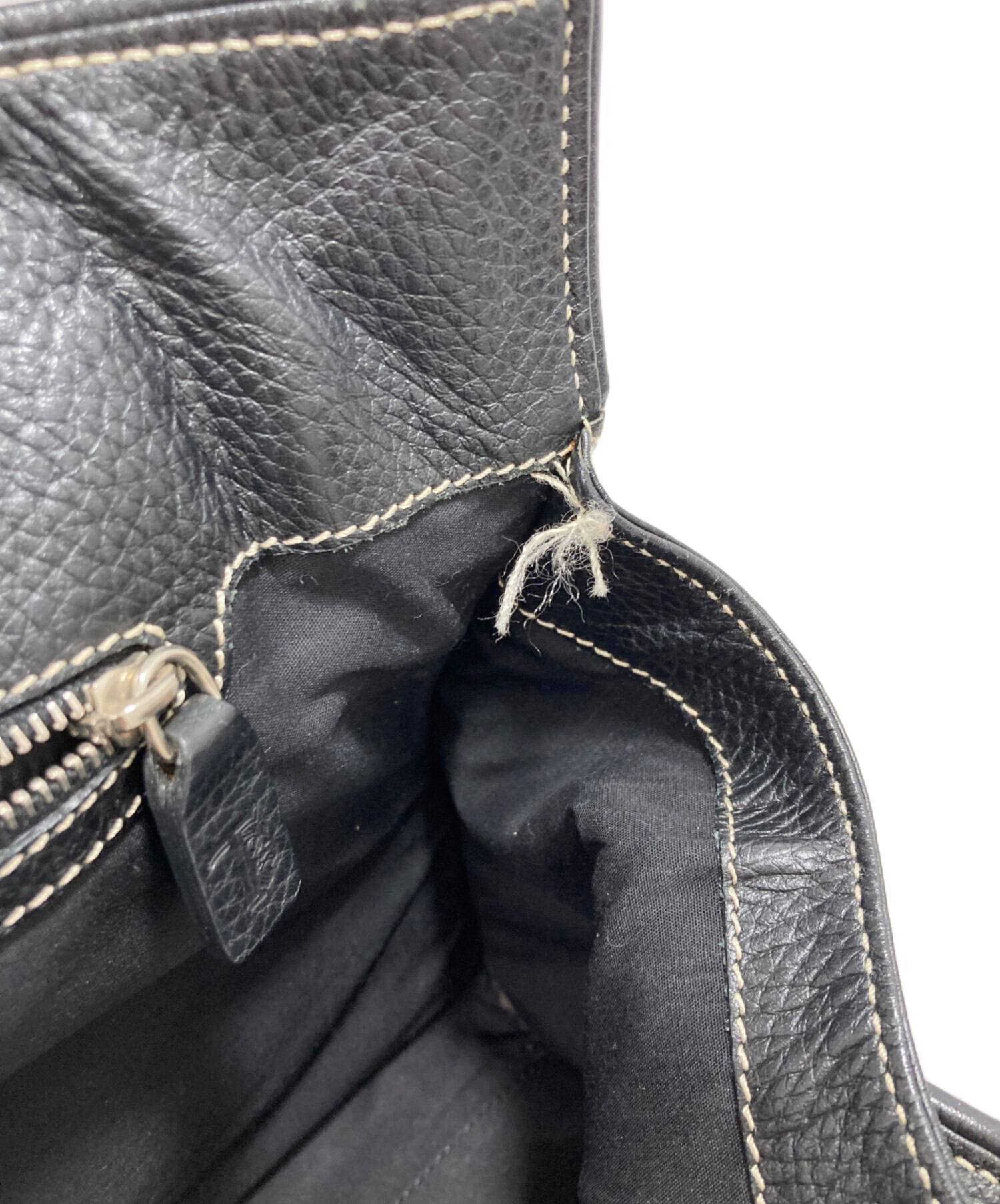 【中古】TOD'S　ジレリ 黒 レザートートバッグ 中古・古着通販】TOD'S (トッズ) ジレリ レザートートバッグ ブラック