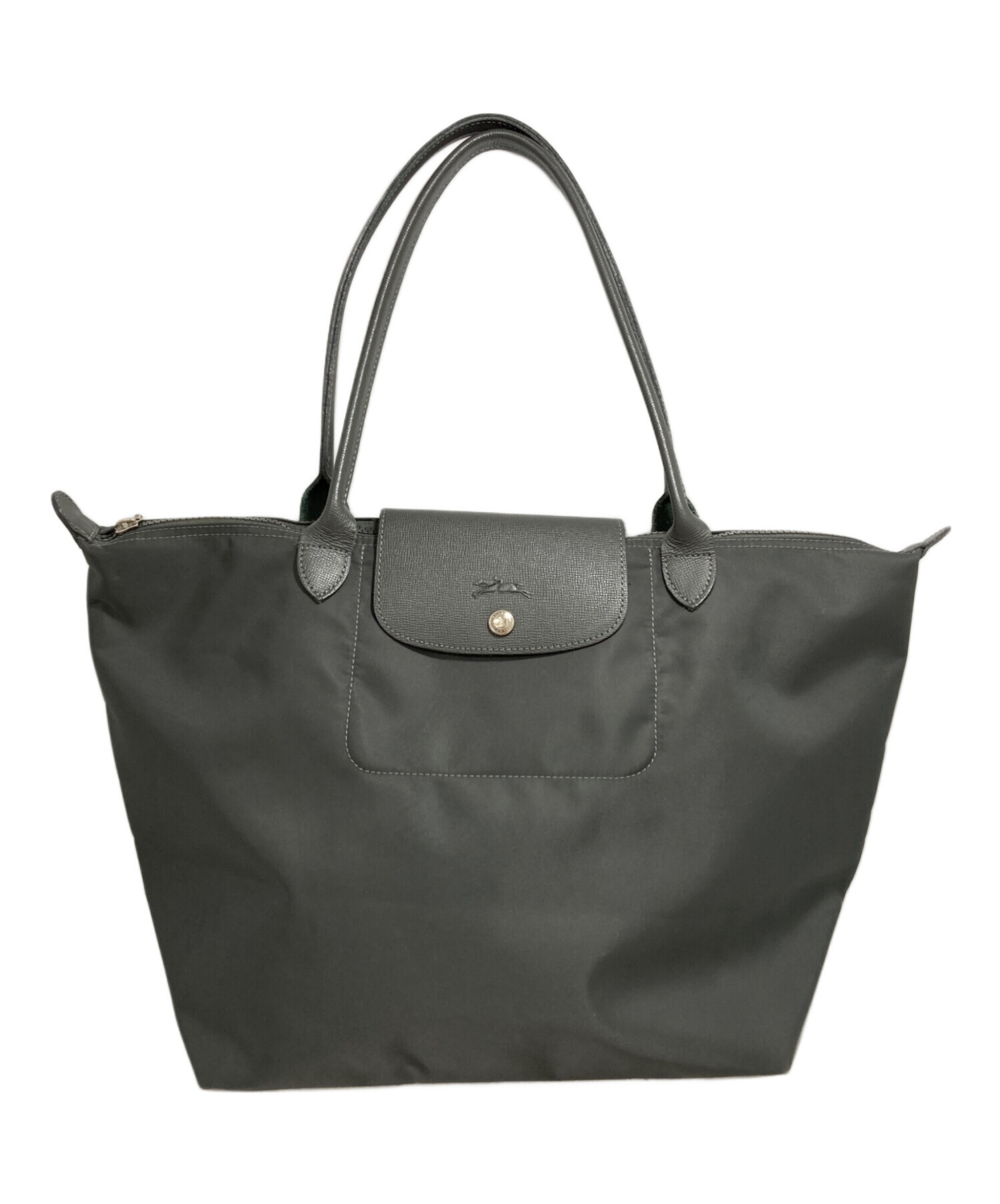 中古・古着通販】LONGCHAMP (ロンシャン) ハンドバッグ グレー 