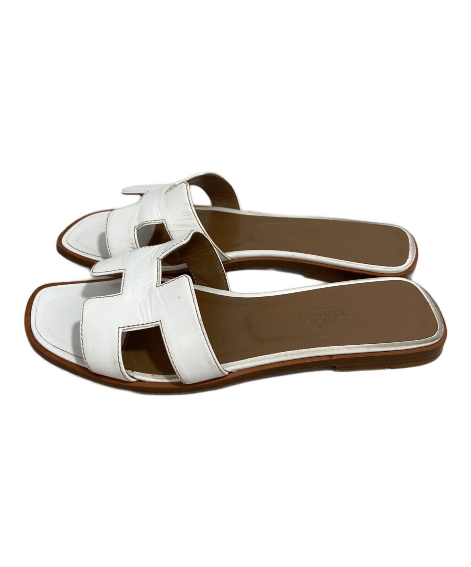 HERMES エルメスオランレザーサンダルホワイト37