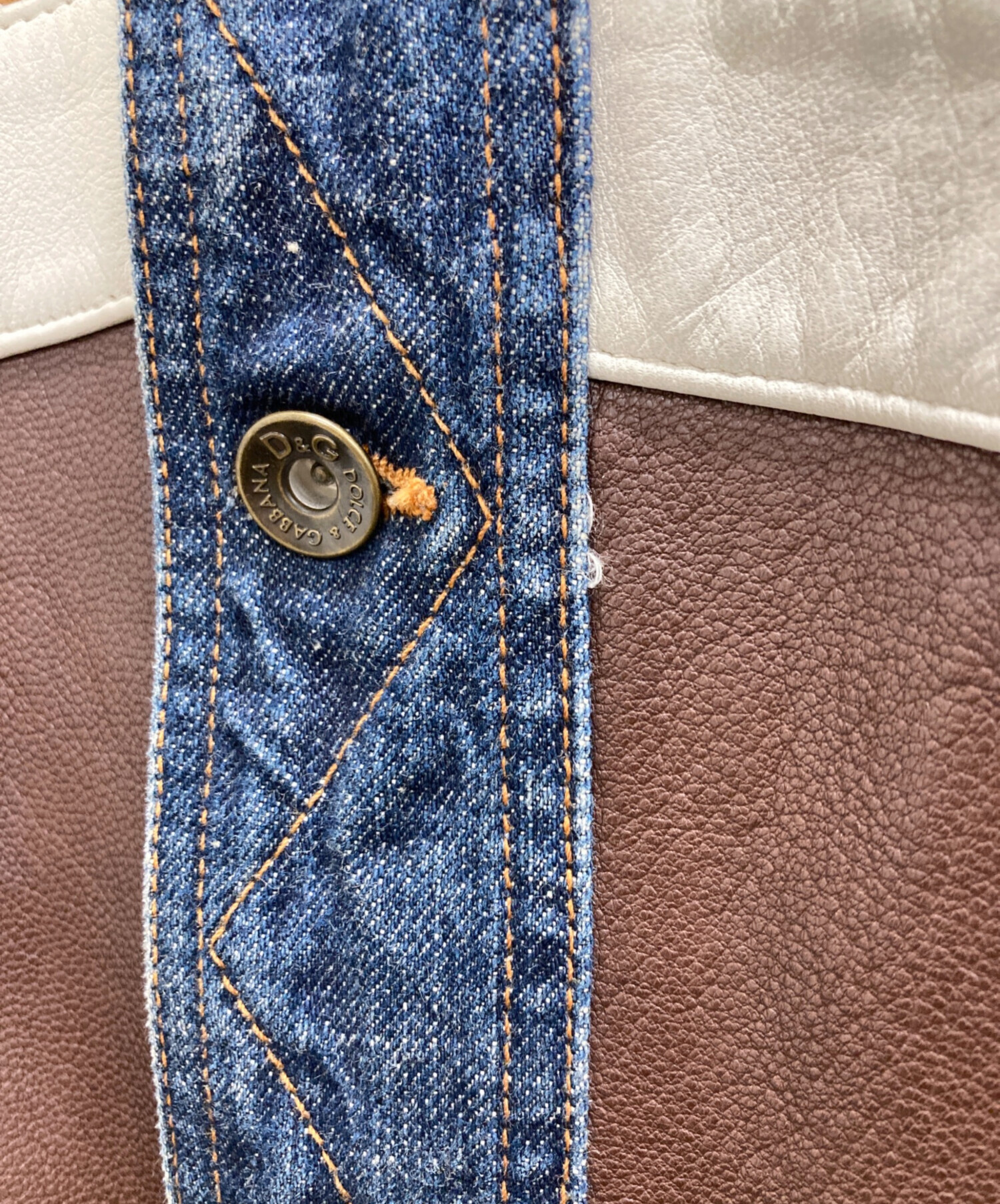 中古・古着通販】D&G (ディーアンドジー) レザー切替デニムジャケット