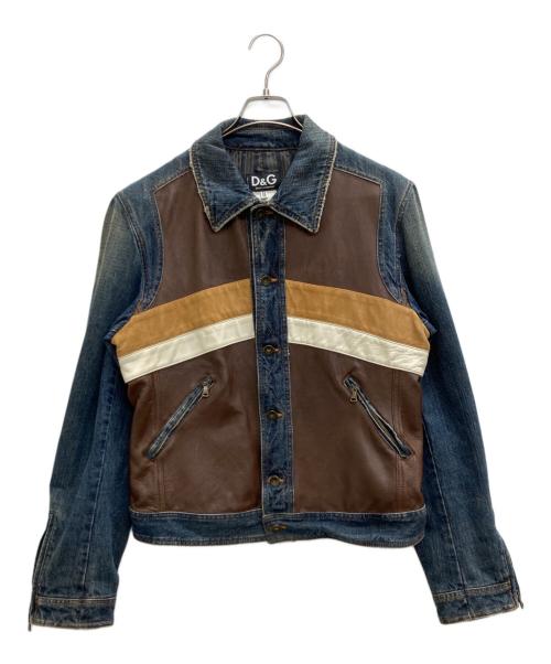 中古・古着通販】D&G (ディーアンドジー) レザー切替デニムジャケット
