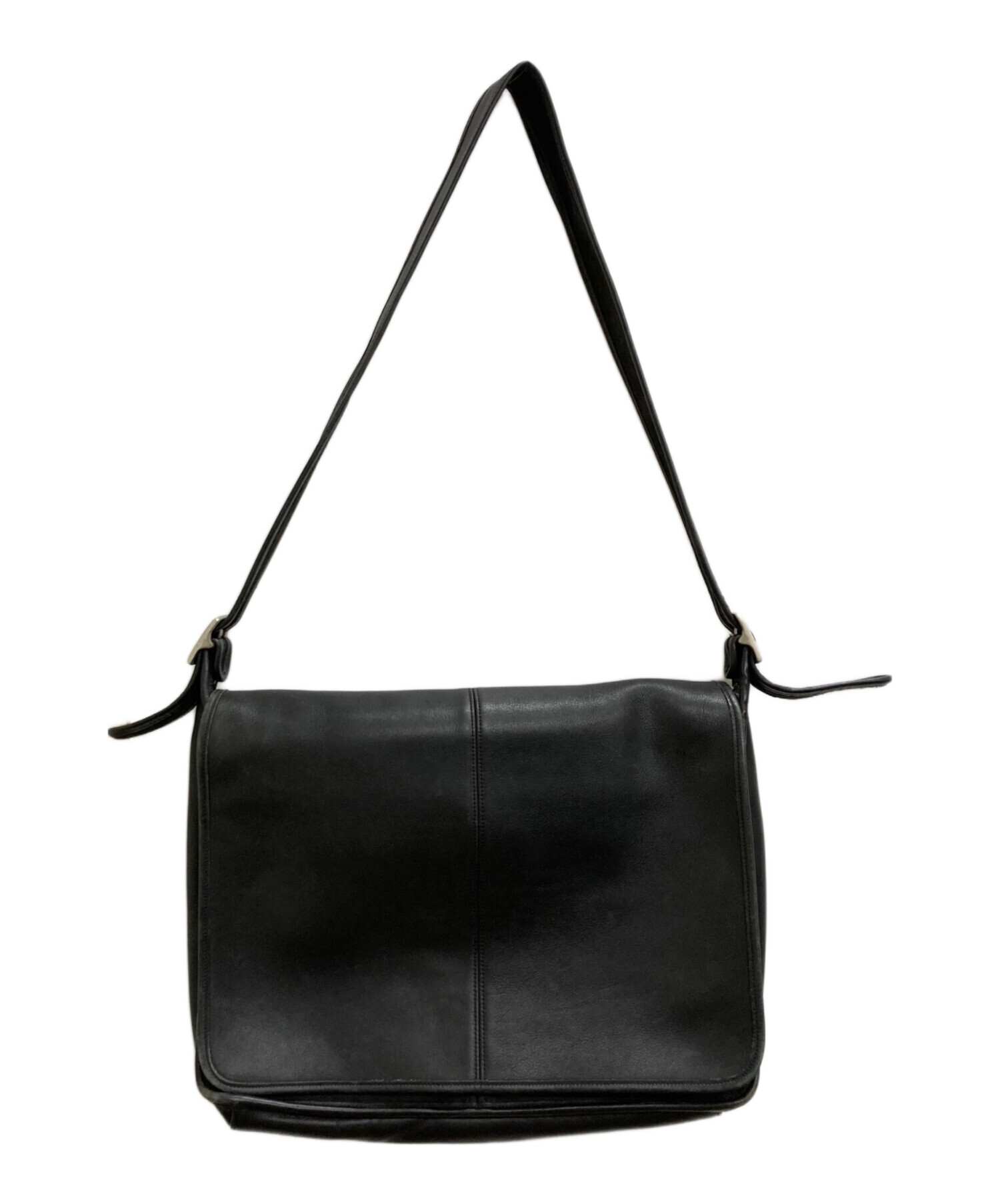 中古・古着通販】COACH (コーチ) レザーショルダーバッグ ブラック