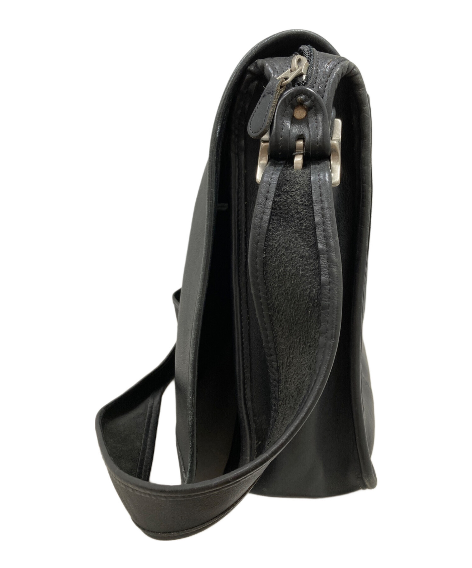 中古・古着通販】COACH (コーチ) レザーショルダーバッグ ブラック