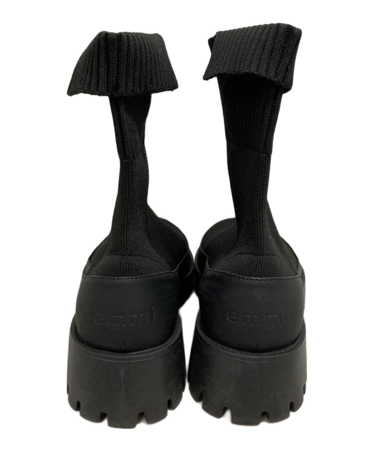 中古・古着通販】emmi (エミ) ecoニットブーツ ブラック サイズ:24.5