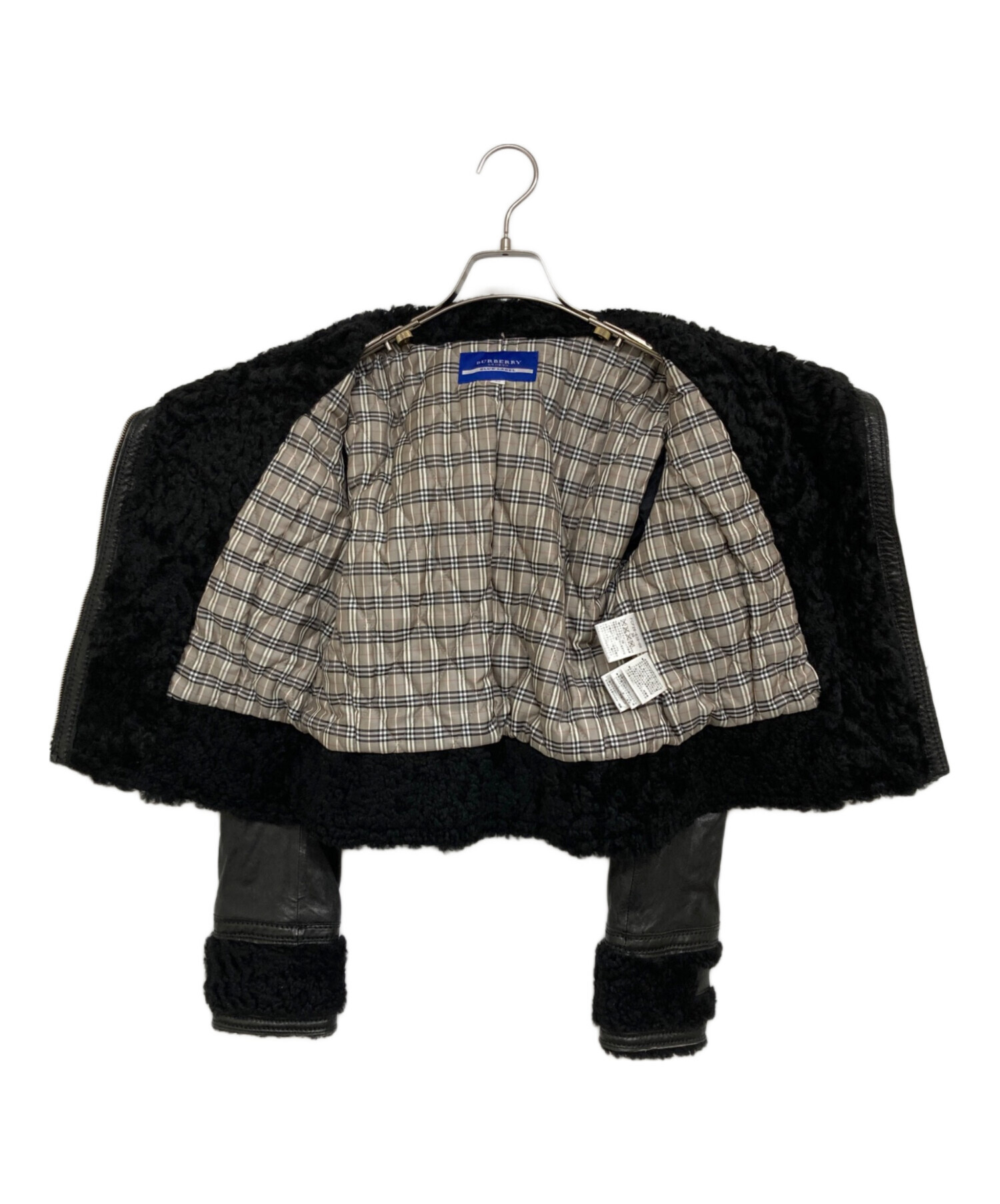 BURBERRY BLUE LABEL ダブルライダースジャケット 羊革 黒38 BURBERRY BLUE LABEL ダブルライダースジャケット 羊革 黒38 BURBERRY