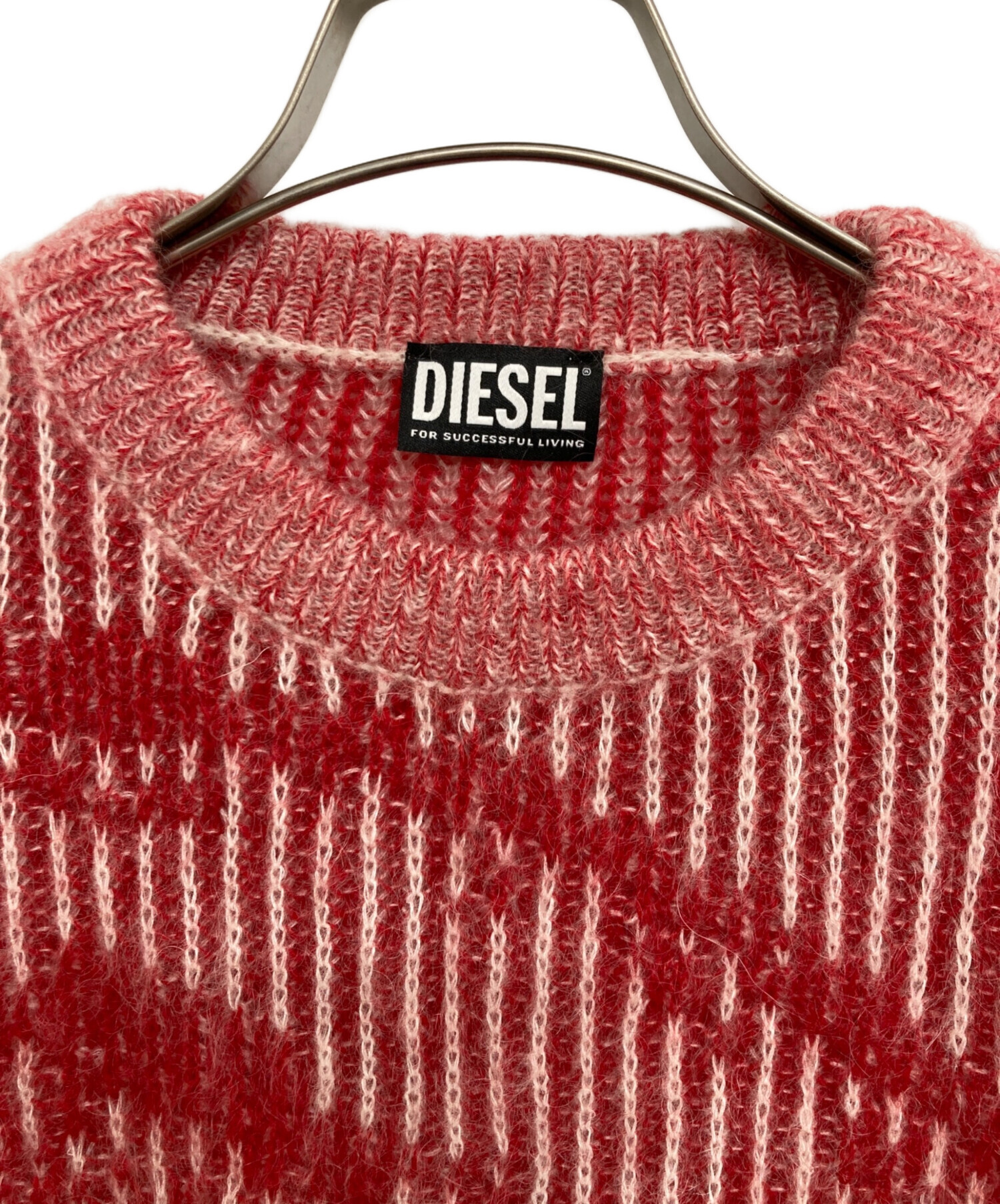 DIESEL ロゴプリント ニットトレーナー レッド 中古・古着通販】DIESEL (ディーゼル) K-EDROニットモヘアローゲージ