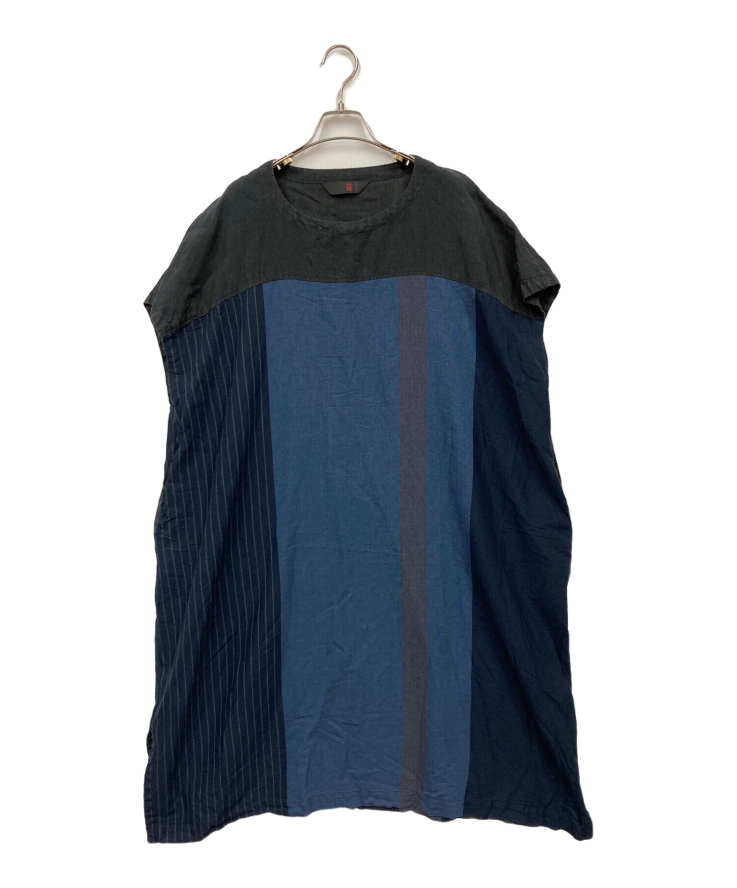 中古・古着通販】MOYURU (モユル) リネン混ワンピース ネイビー サイズ