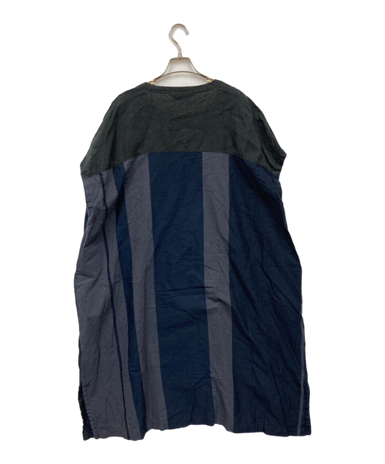 中古・古着通販】MOYURU (モユル) リネン混ワンピース ネイビー サイズ 
